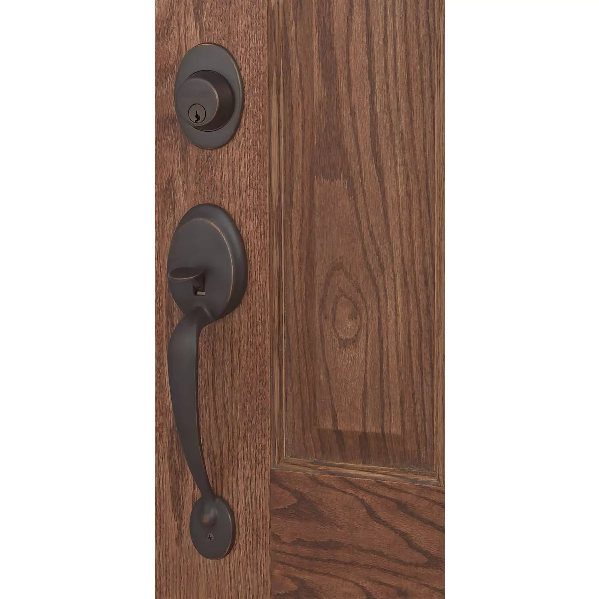 Schlage Aged Bronze Entry Door Handleset with Georgian Knob - photo 6