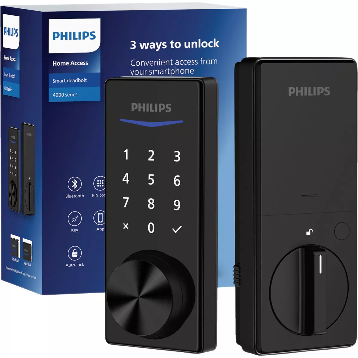 Philips Bluetooth Touchscreen Electronic Deadbolt with Wifi Bridge, Matte Black