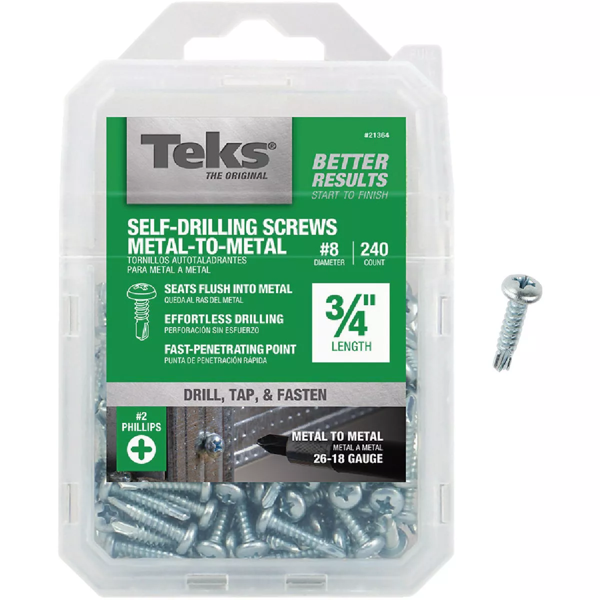 Teks #8 x 3/4 In. Pan Head Drill Point Metal to Metal Screw (240-Count)