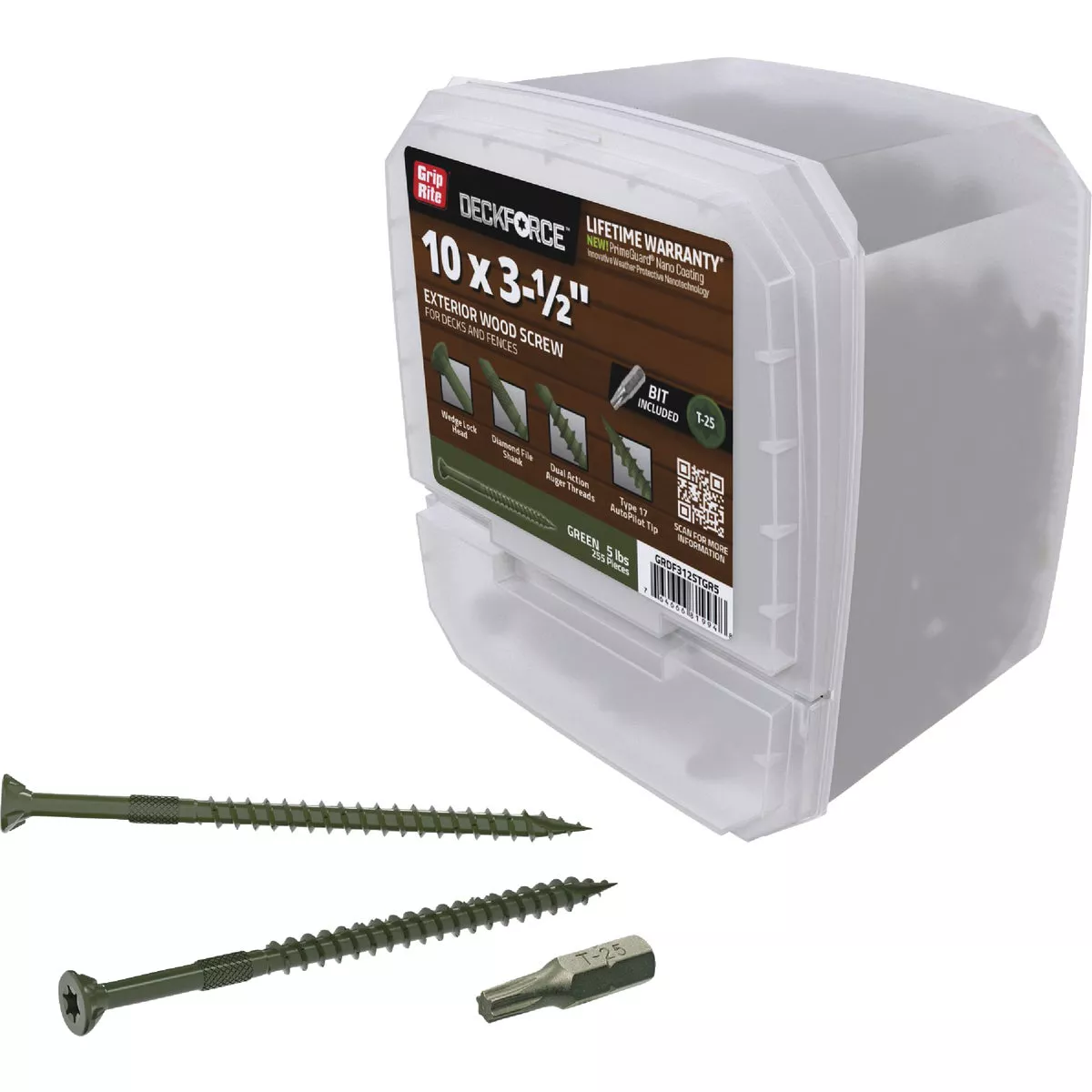 Grip-Rite DeckForce PrimeGuard Nano #10 x 3-1/2 In. Star Drive Green Screw (5 Lb.) - photo 2