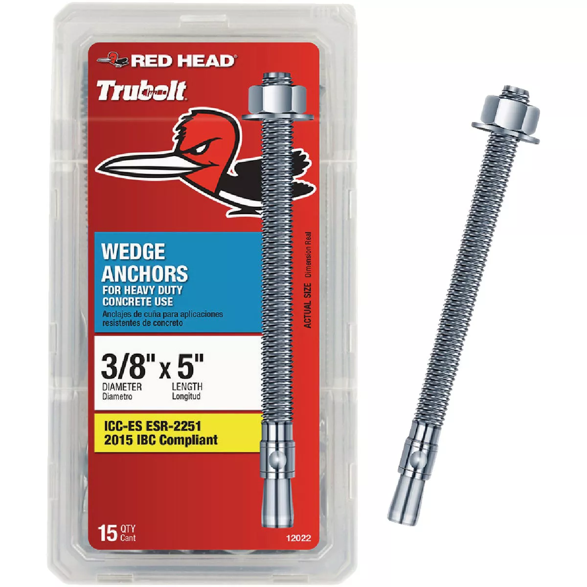 Red Head 3/8 In. x 5 In. Wedge Anchor (15 Ct.)