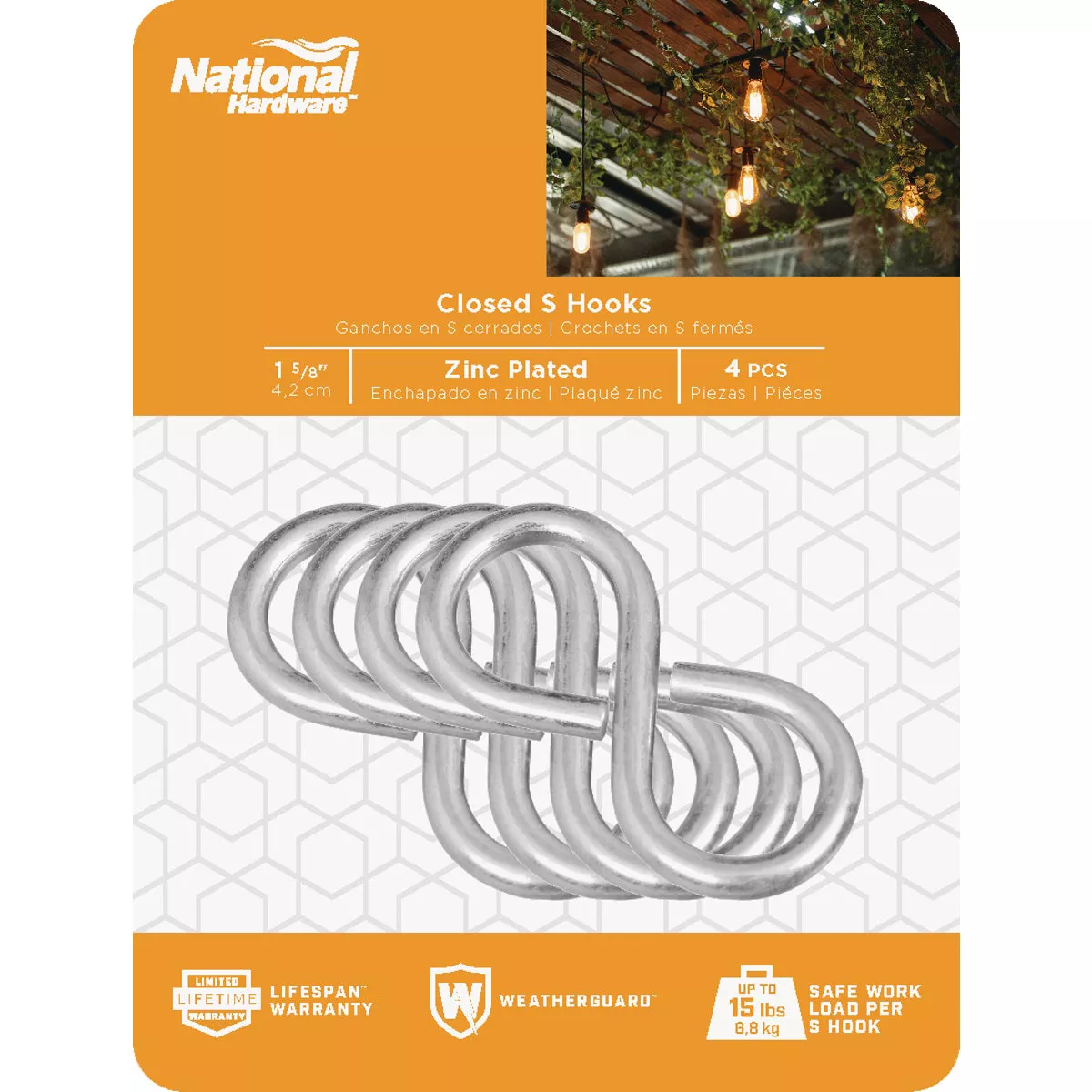 National Hardware 1-5/8 In. Zinc Light Closed S Hook (4-Count) - photo 2
