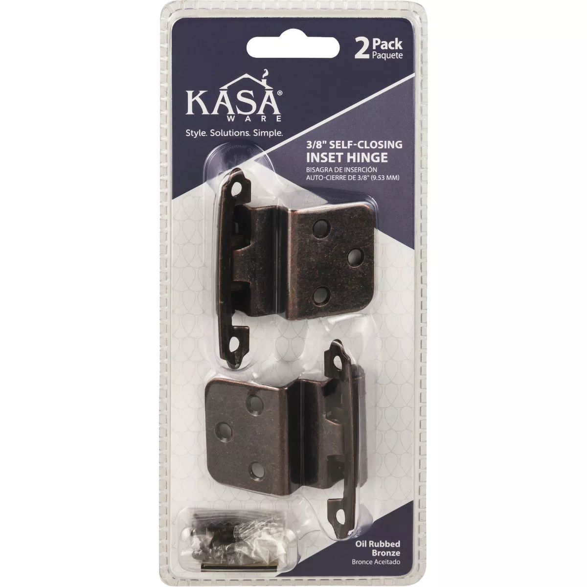 KasaWare 3/8 In. Oil Rubbed Bronze Self-Closing Inset Hinge (2-Pack) - photo 2