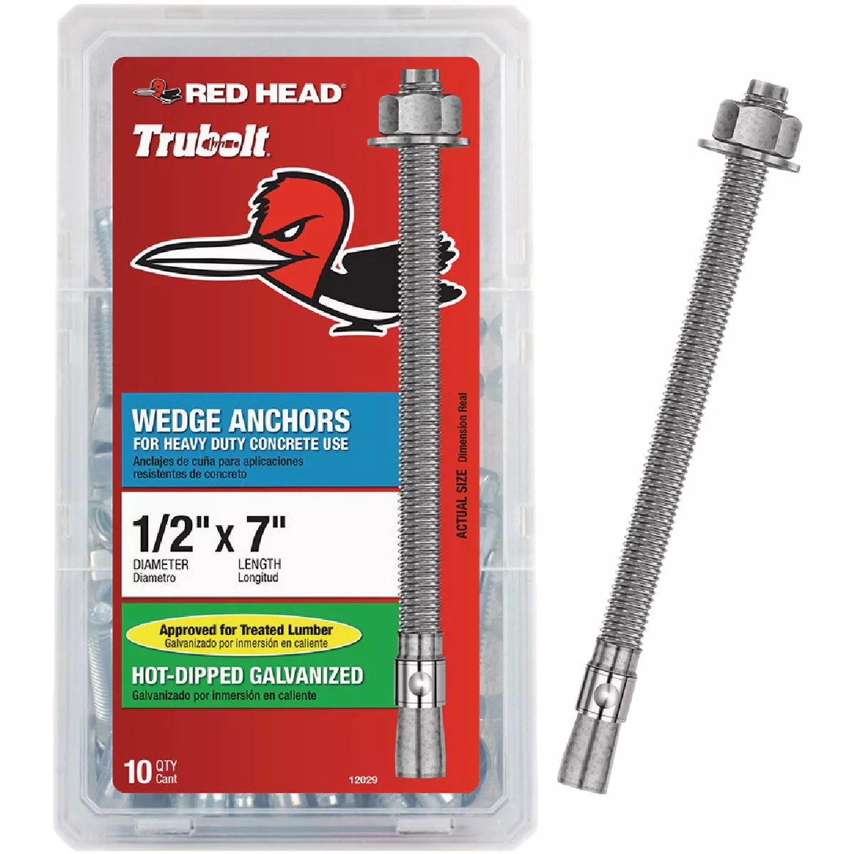 Red Head 1/2 In. x 7 In. Galvanized Wedge Anchor (10 Ct.)