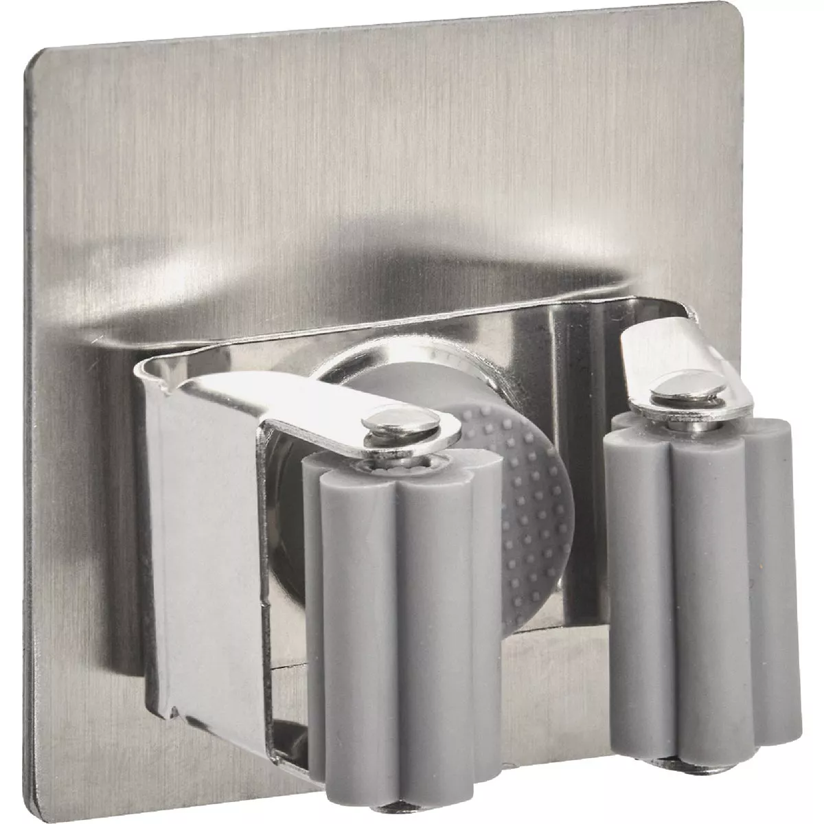 Wrap-It Storage Broom-Mate Stainless Steel Adhesive Broom Holder Hook