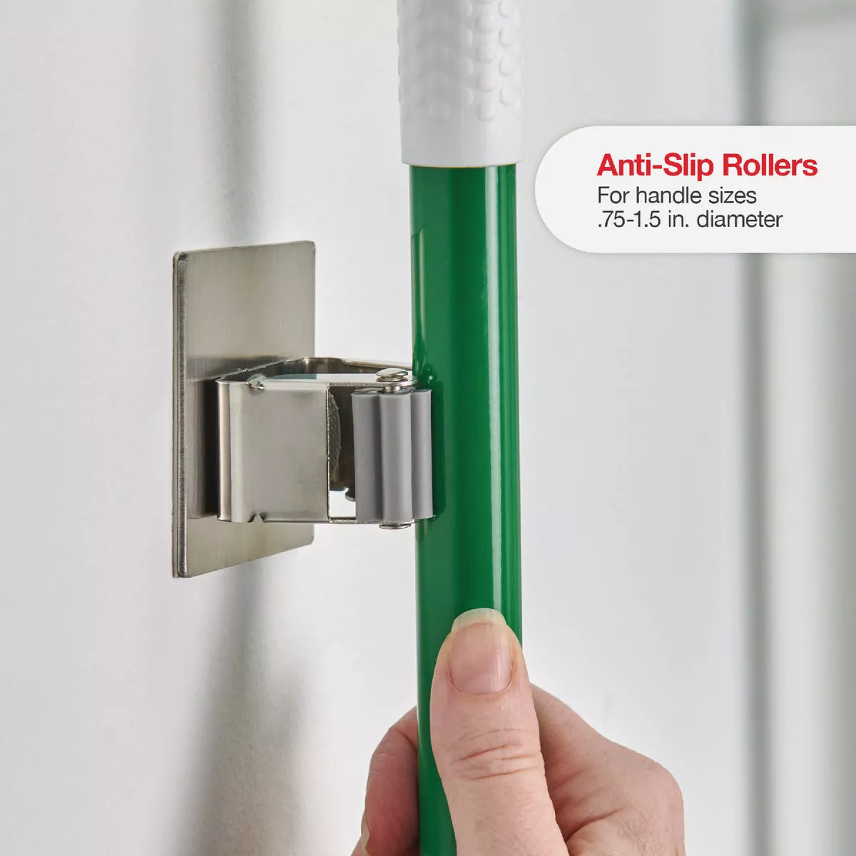 Wrap-It Storage Broom-Mate Stainless Steel Adhesive Broom Holder Hook - photo 3