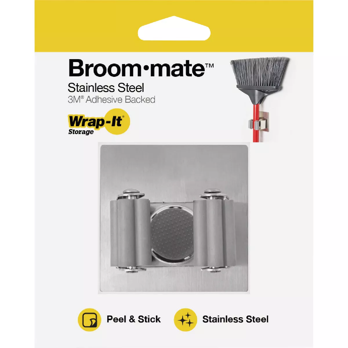 Wrap-It Storage Broom-Mate Stainless Steel Adhesive Broom Holder Hook - photo 7