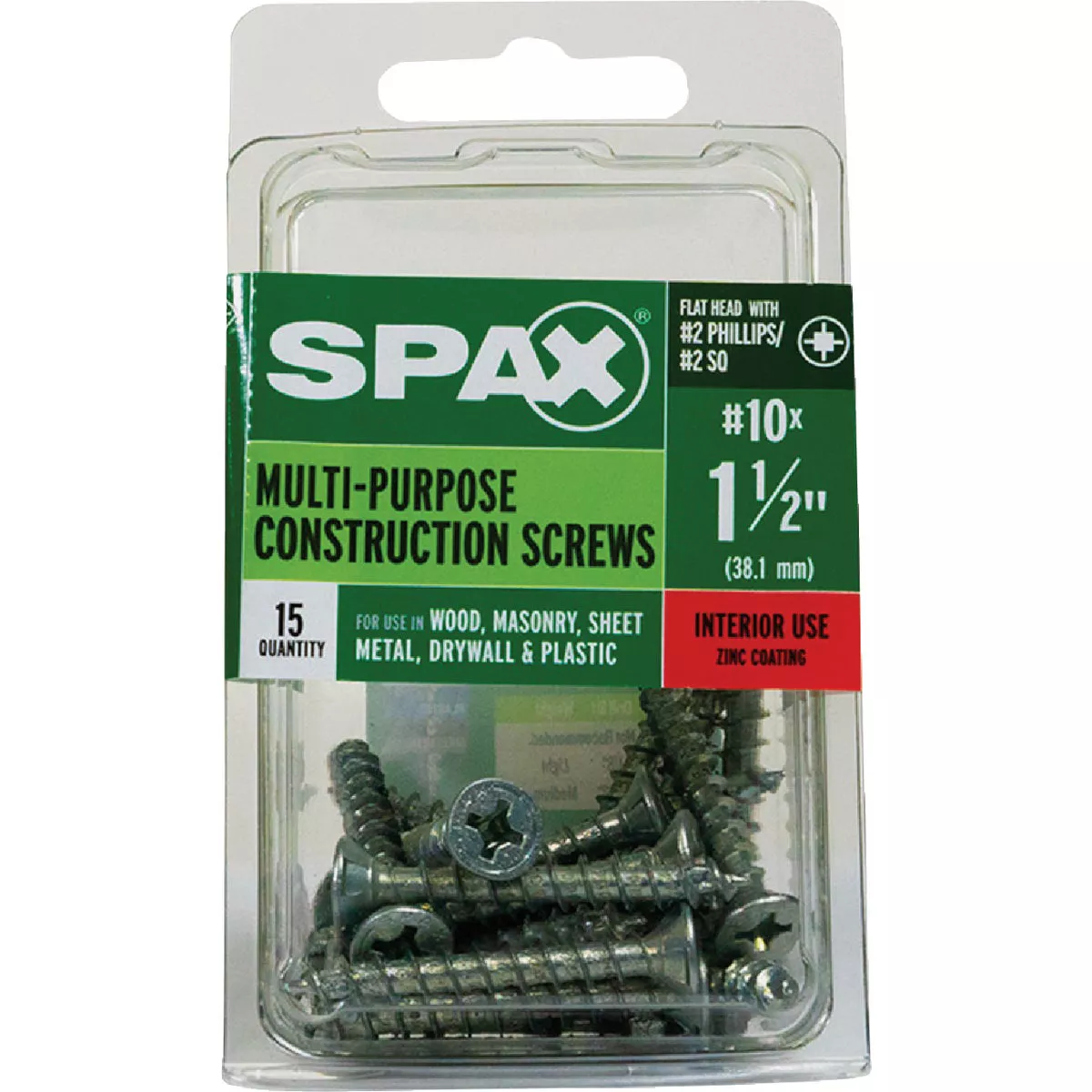 SPAX #10 x 1-1/2 In. Unidrive (Combo Drive) Flat Head Zinc (Interior) Multi-Purpose Construction Screw (15 Ct.) - photo 4