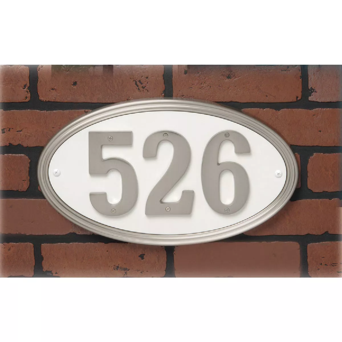 Hy-Ko Prestige Series Plastic Oval Satin Nickel Address Plate