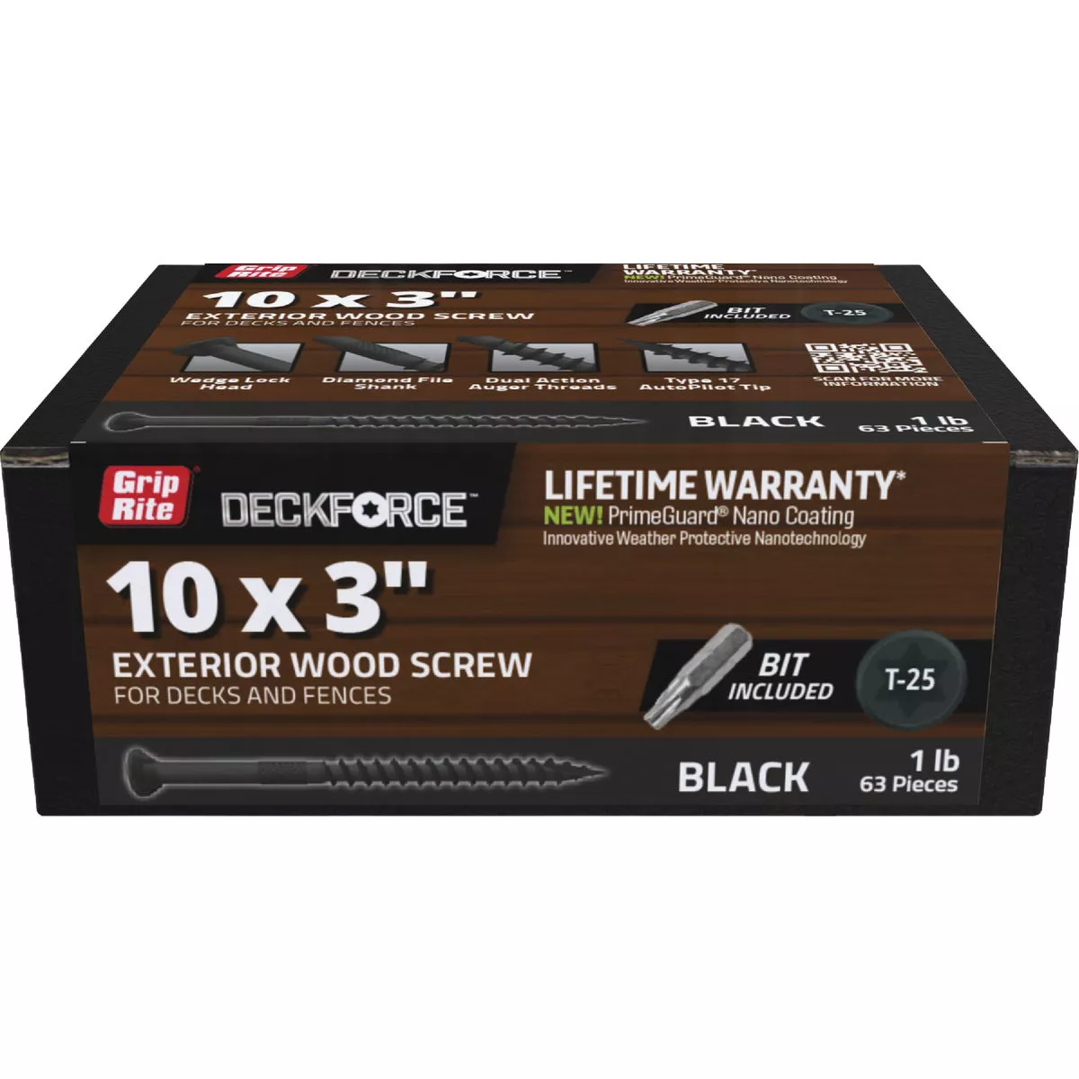 Grip-Rite DeckForce PrimeGuard Nano 3 In. x 10 Star Drive Black Screw (1 Lb.)