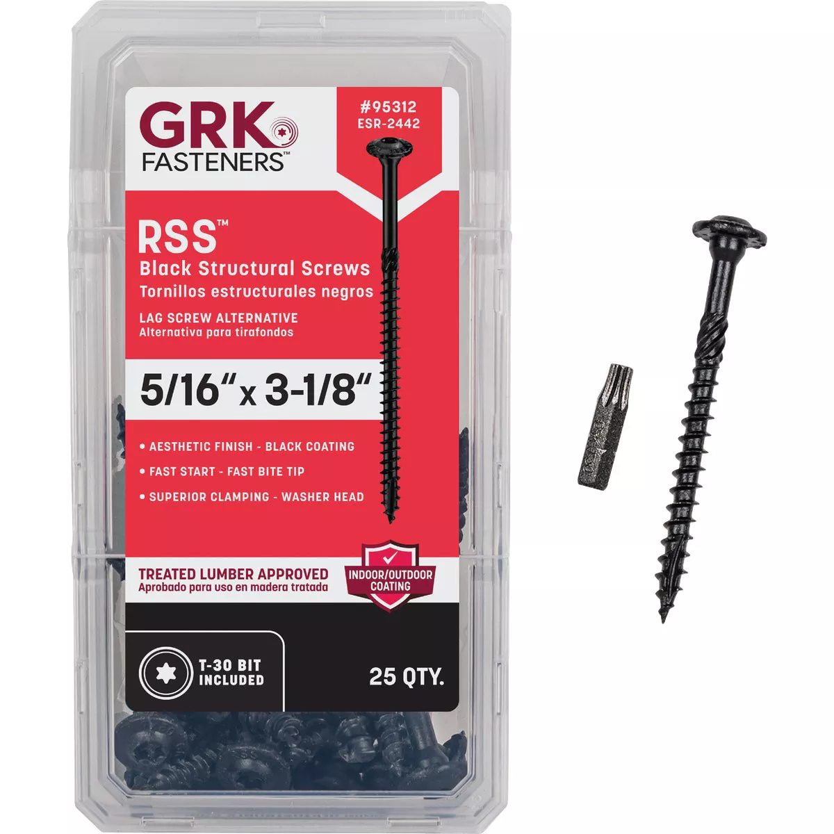 GRK RSS 5/16 In. x 3-1/8 In. Star Drive Washer-Head Black Structure Screw (25 Ct.) - photo 2