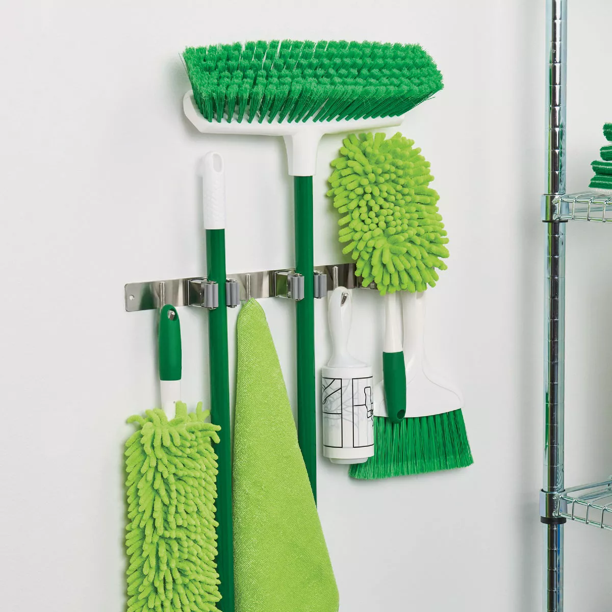 Wrap-It Storage Broom Bar 16 In. Stainless Steel Adhesive Broom Holder - photo 5