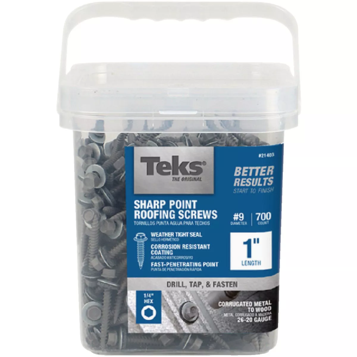 Teks #9 x 1 In. Hex Washer Head Sharp Point Metal to Wood Roofing Screw (700 Ct.)