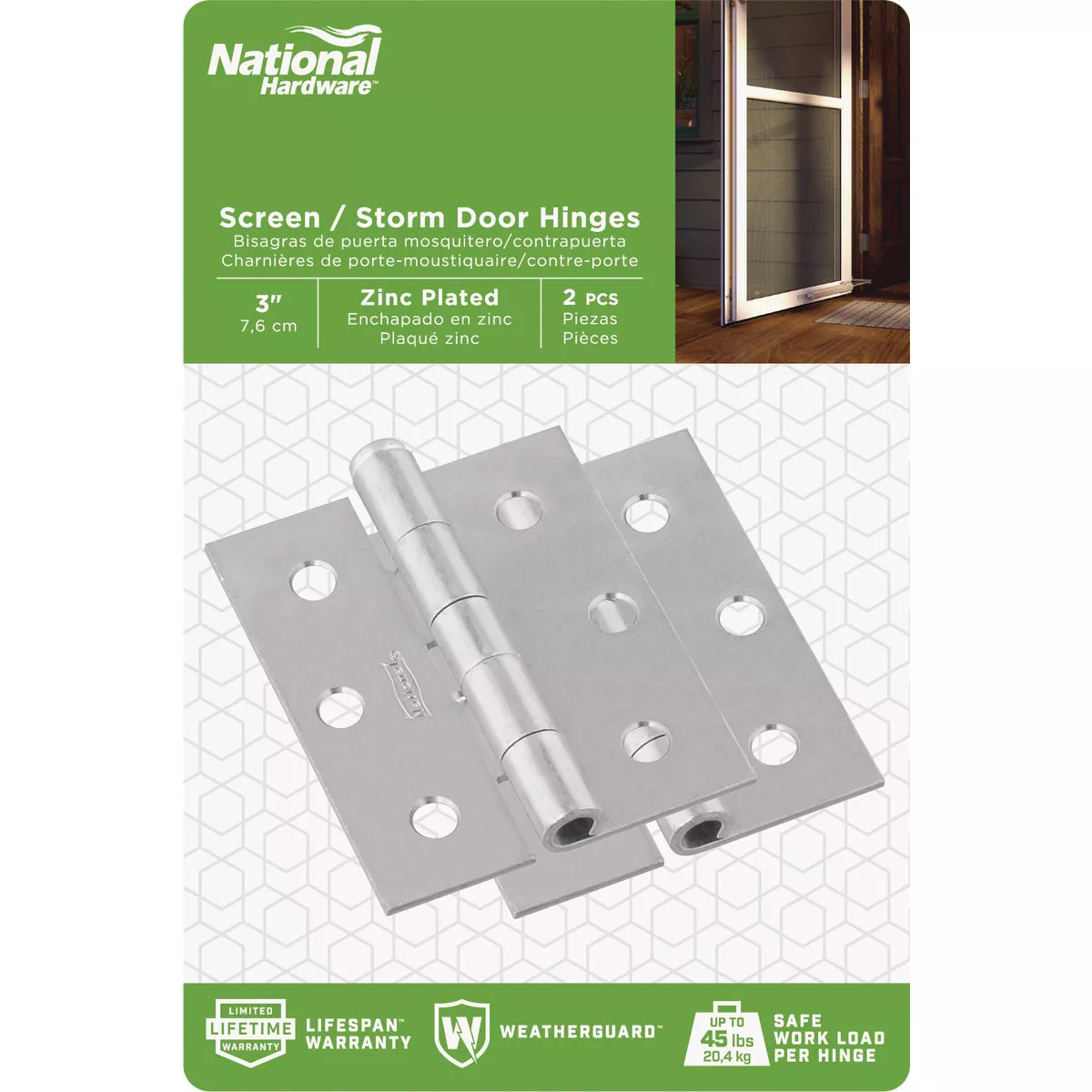 National Hardware 3 In. Square Corner Zinc Screen Door Hinge (2-Pack) - photo 2