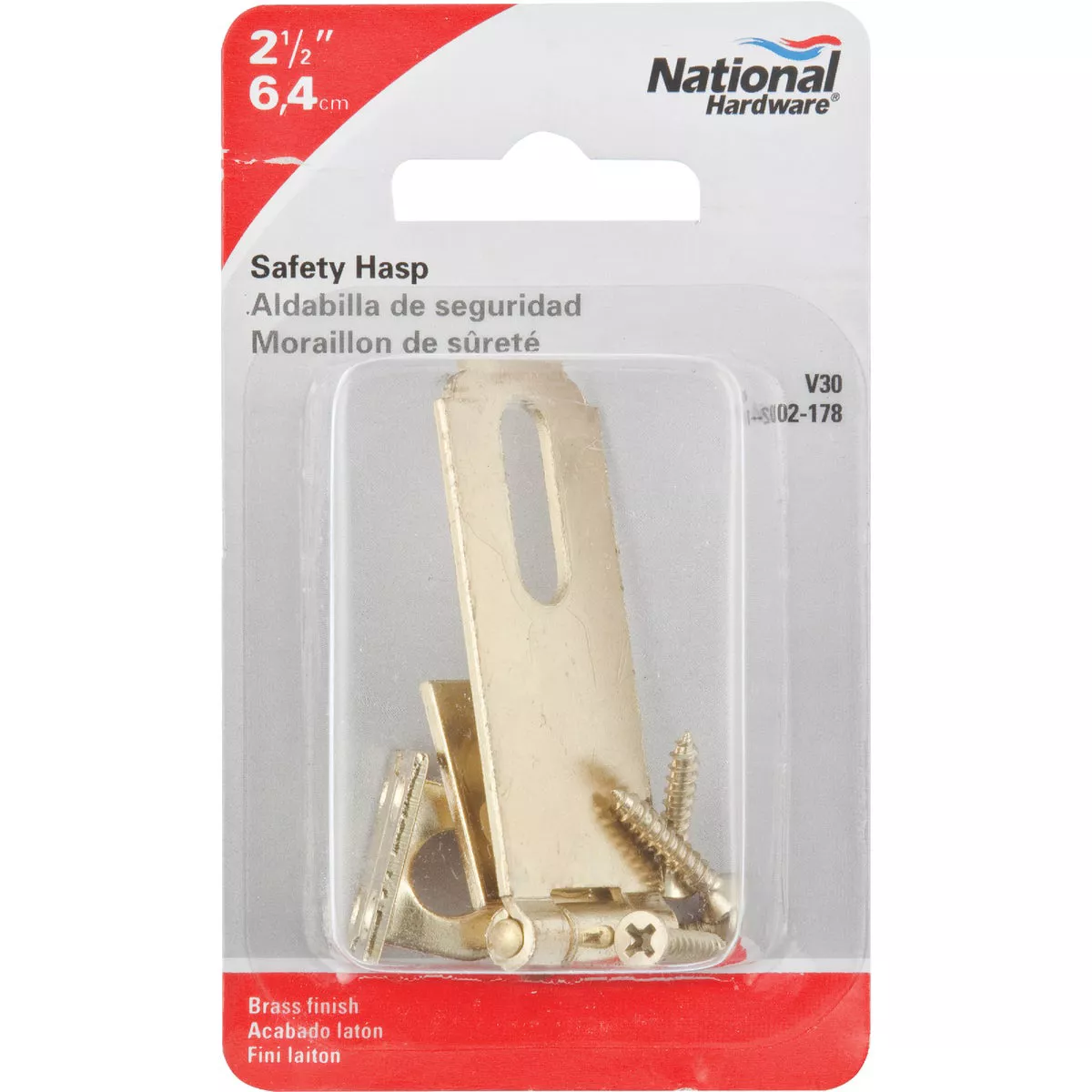 National Hardware 2-1/2 In. Brass Non-Swivel Safety Hasp - photo 2