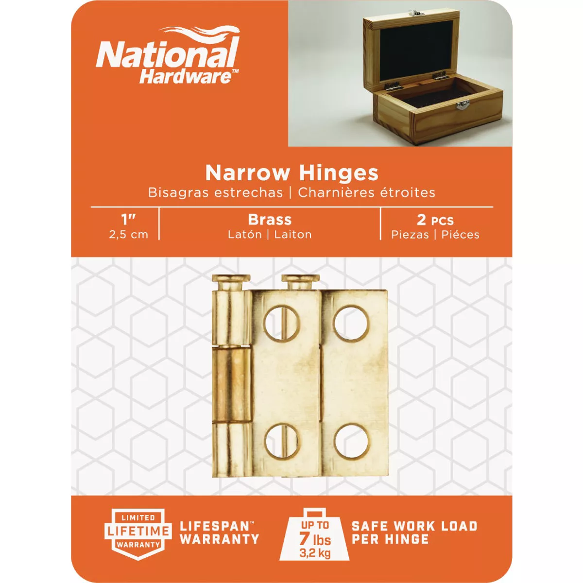 National Hardware 1 In. Brass Loose-Pin Narrow Hinge (2-Pack)
