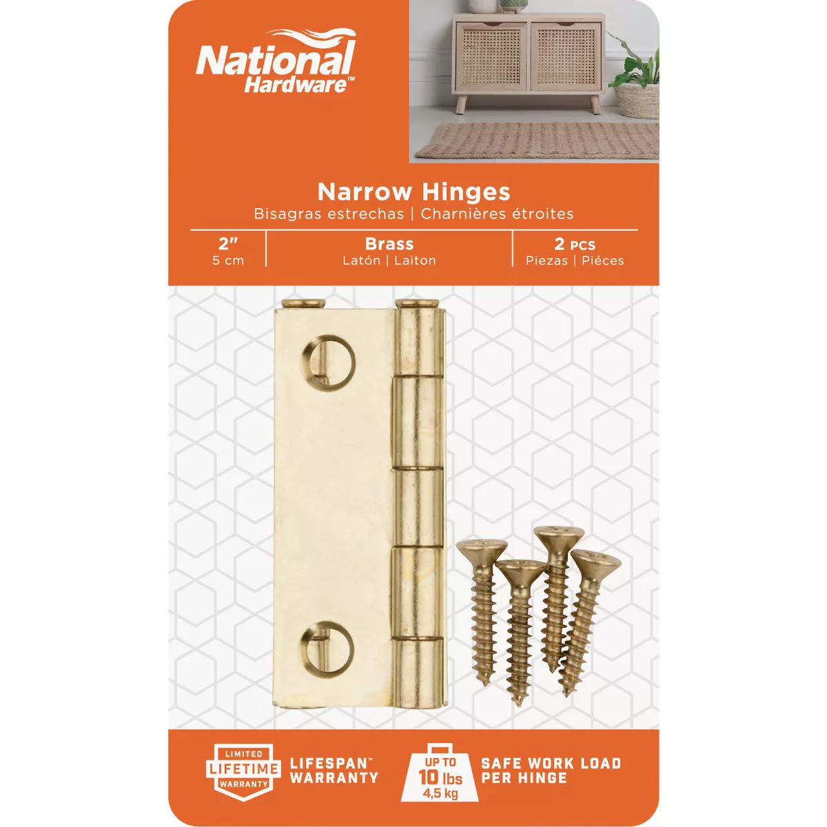 National Hardware 2 In. Brass Loose-Pin Narrow Hinge (2-Pack) - photo 2