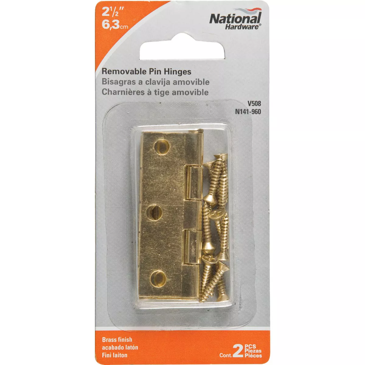 National Hardware 2-1/2 In. Brass Loose-Pin Narrow Hinge (2-Pack) - photo 2