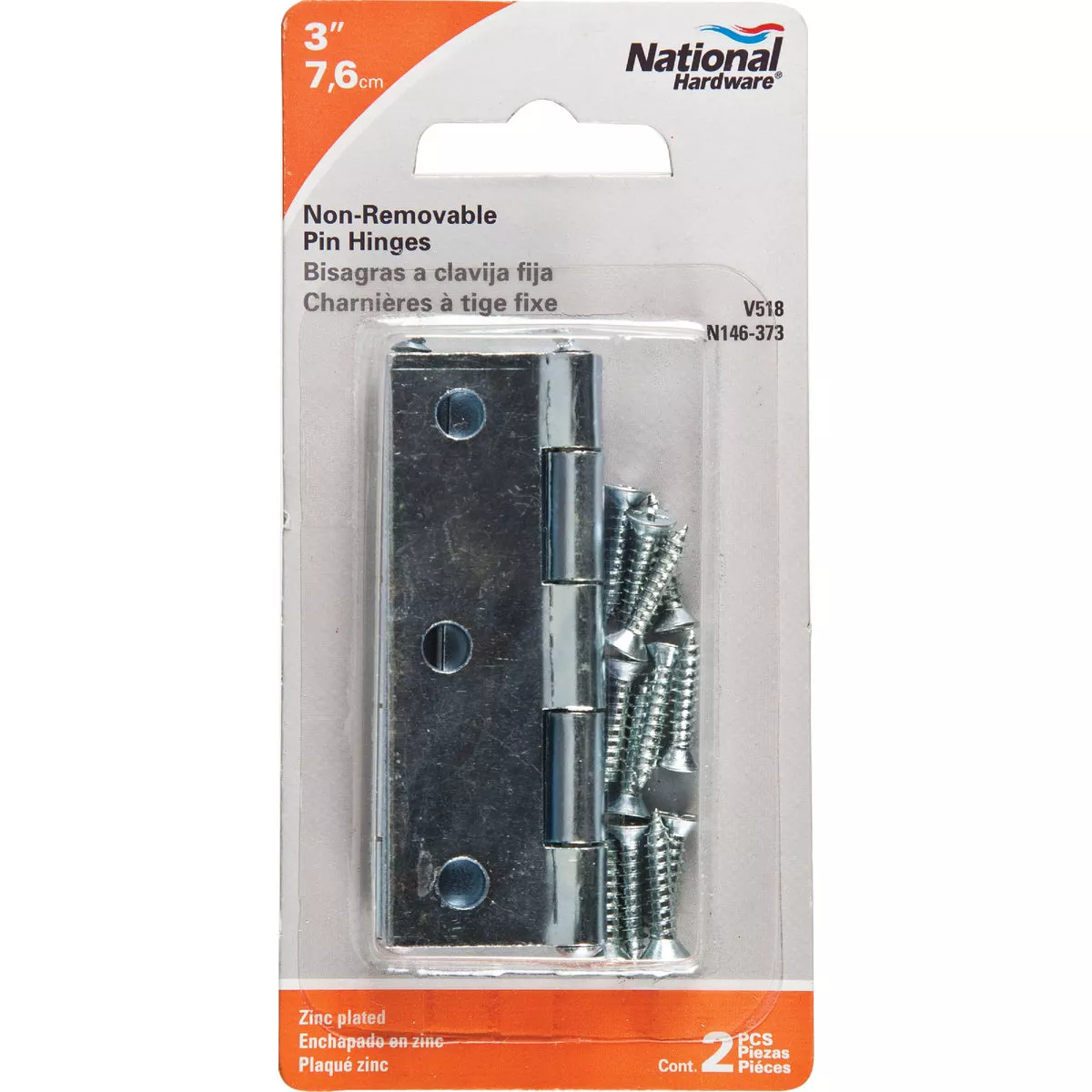 National Hardware 3 In. Zinc Tight-Pin Narrow Hinge (2-Pack) - photo 2