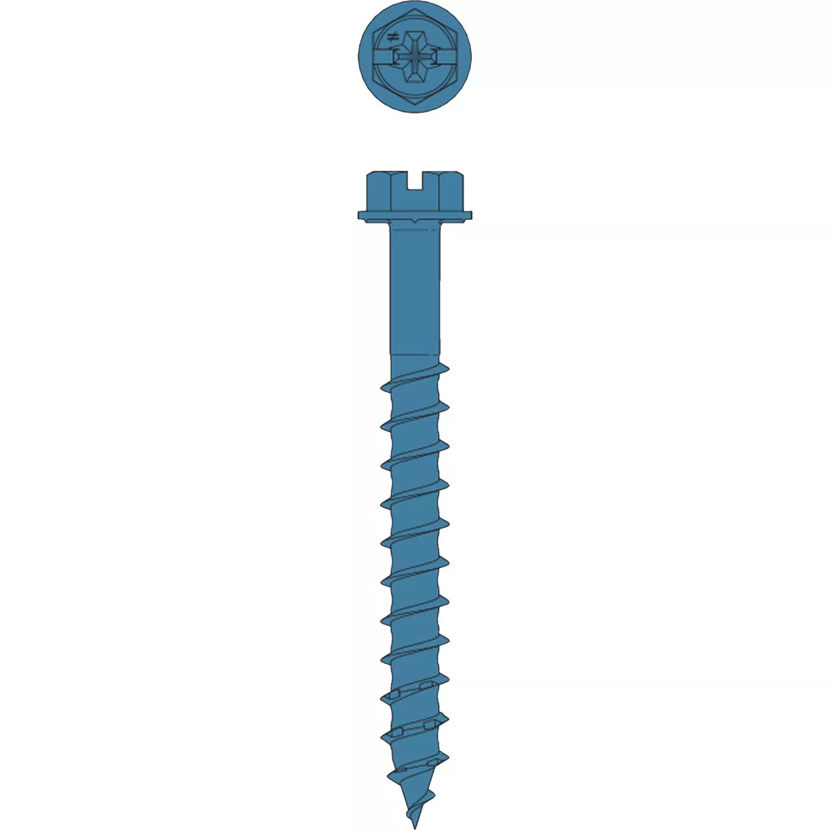 Simpson Strong-Tie Titen Turbo 1/4 In. x 2-1/4 In. Hex-Head Concrete and Masonry Screw, Blue (100-Count) - photo 2