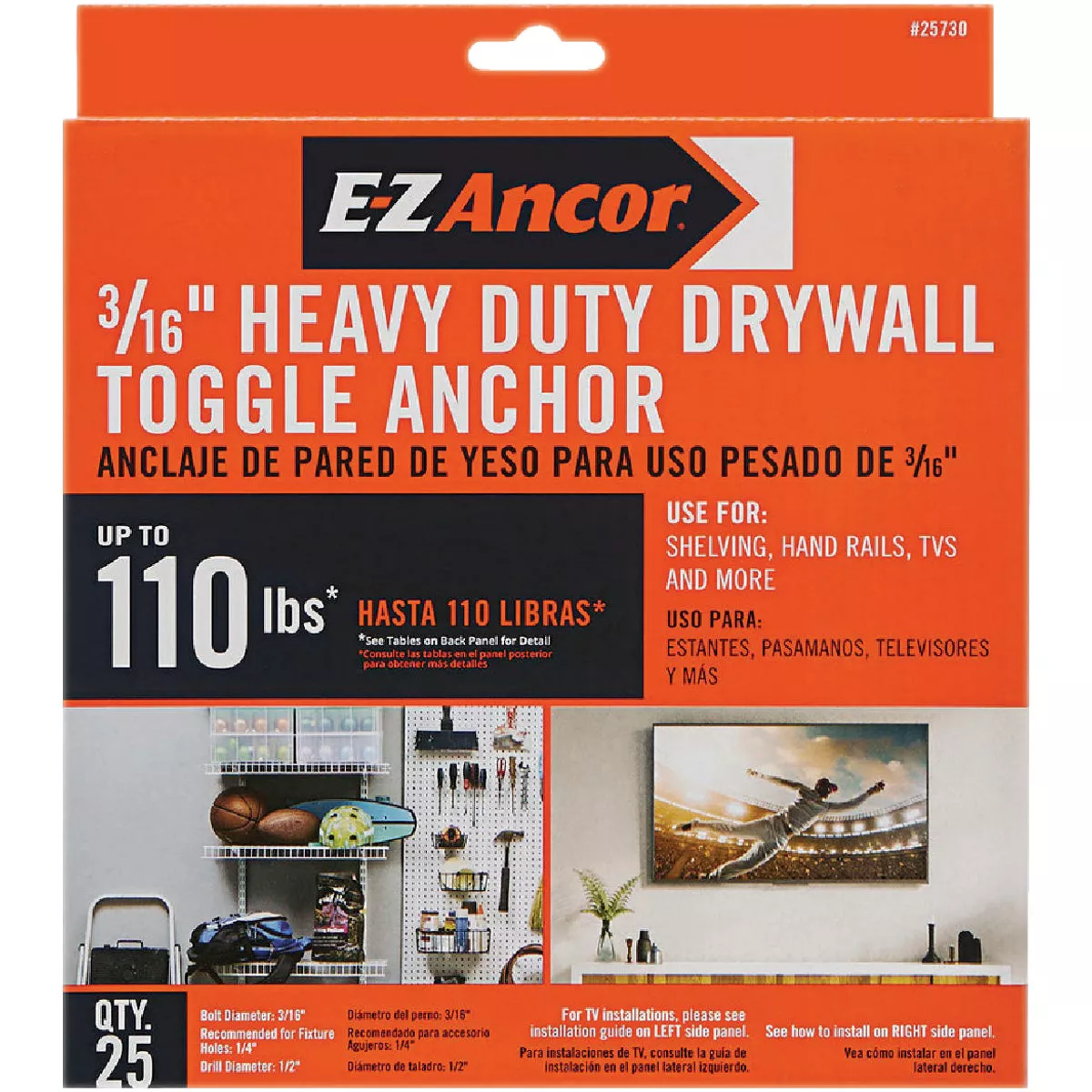 E-Z Ancor 3/16 In. Heavy Duty Pull Toggle Drywall Anchor (10-Pack)