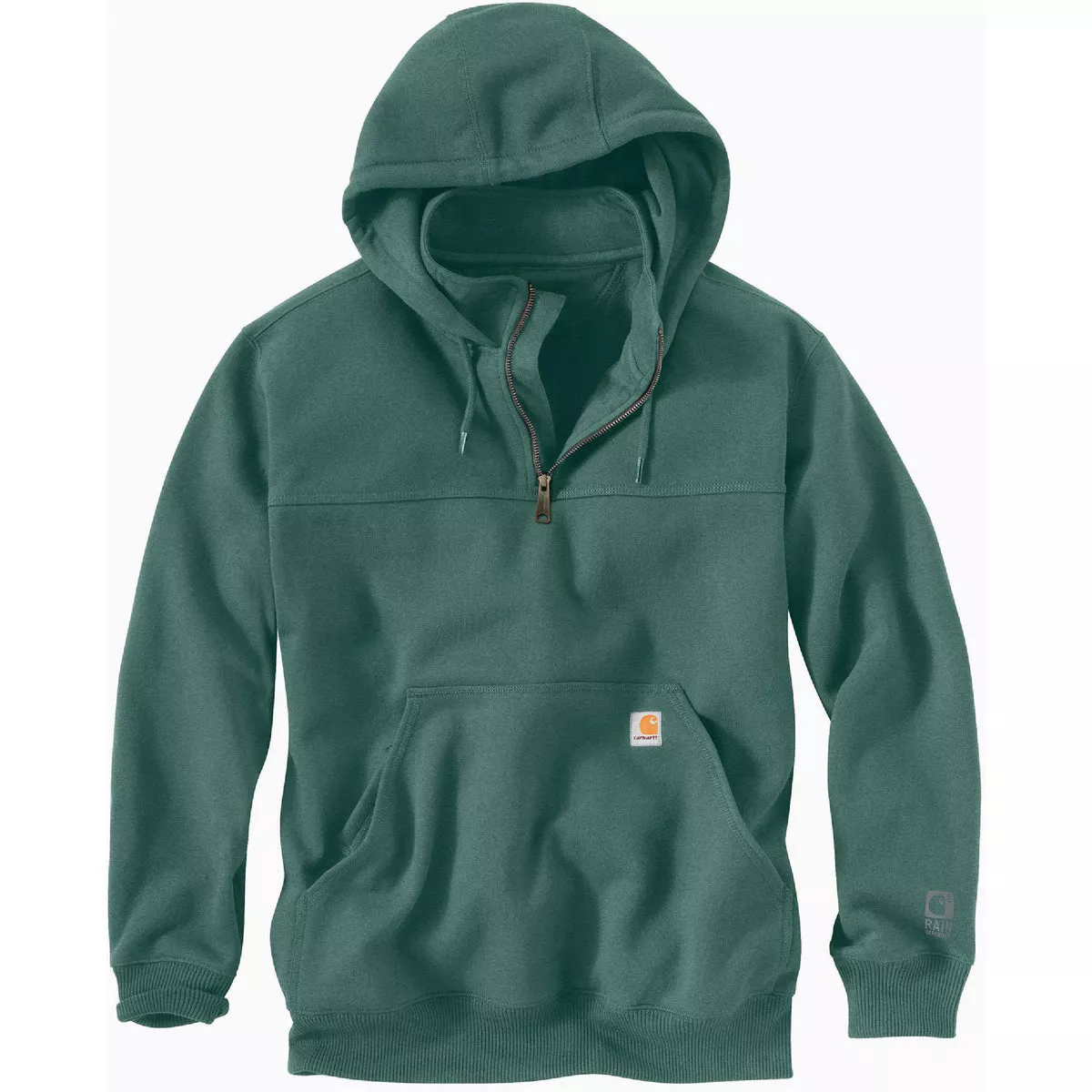 Carhartt Rain Defender Men's XL Tall Slate Green Heather Heavyweight Quarter Zip Sweatshirt, Loose Fit