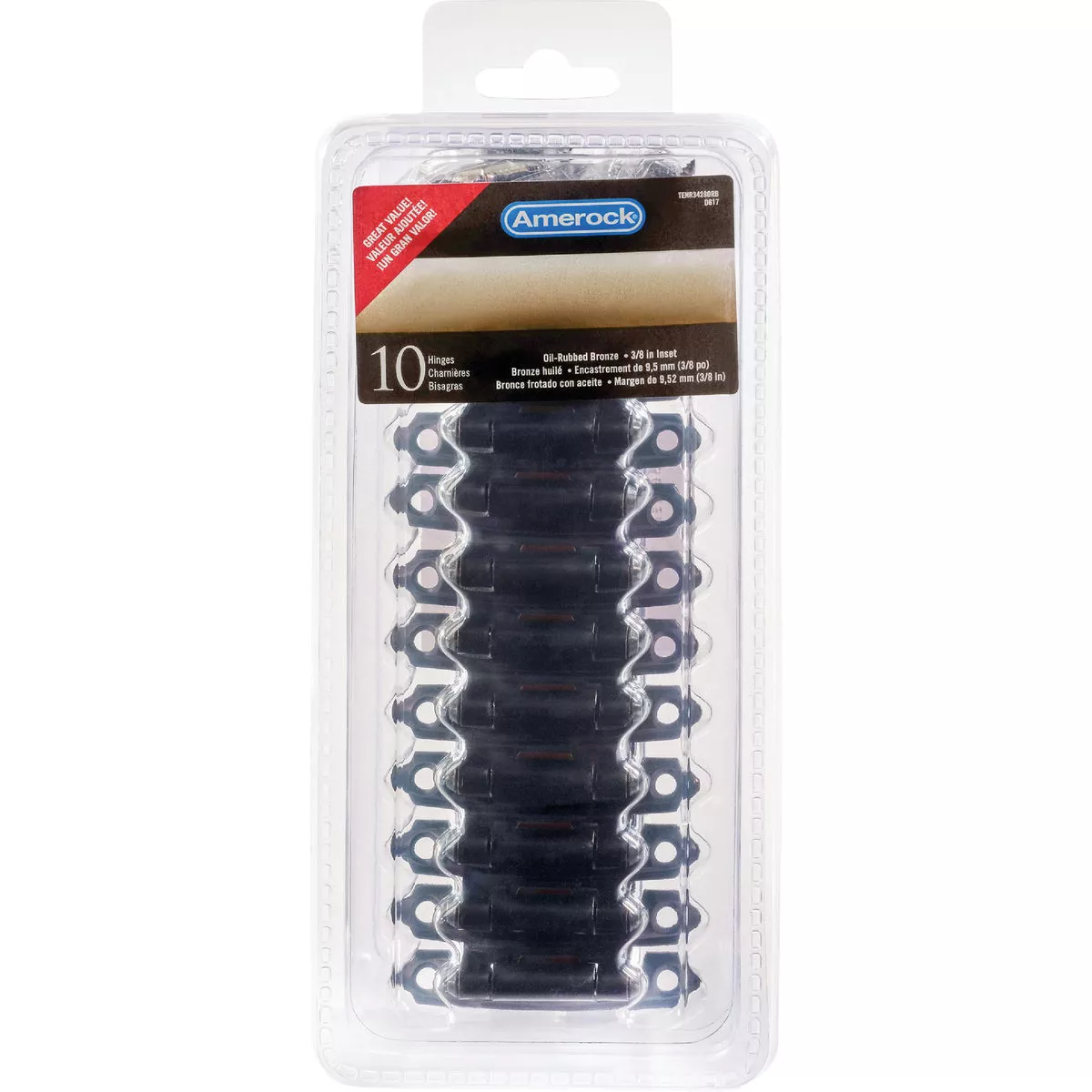 Amerock 3/8 In. Oil Rubbed Bronze Self-Closing Face Mount Inset Hinge (10-Pack) - photo 2