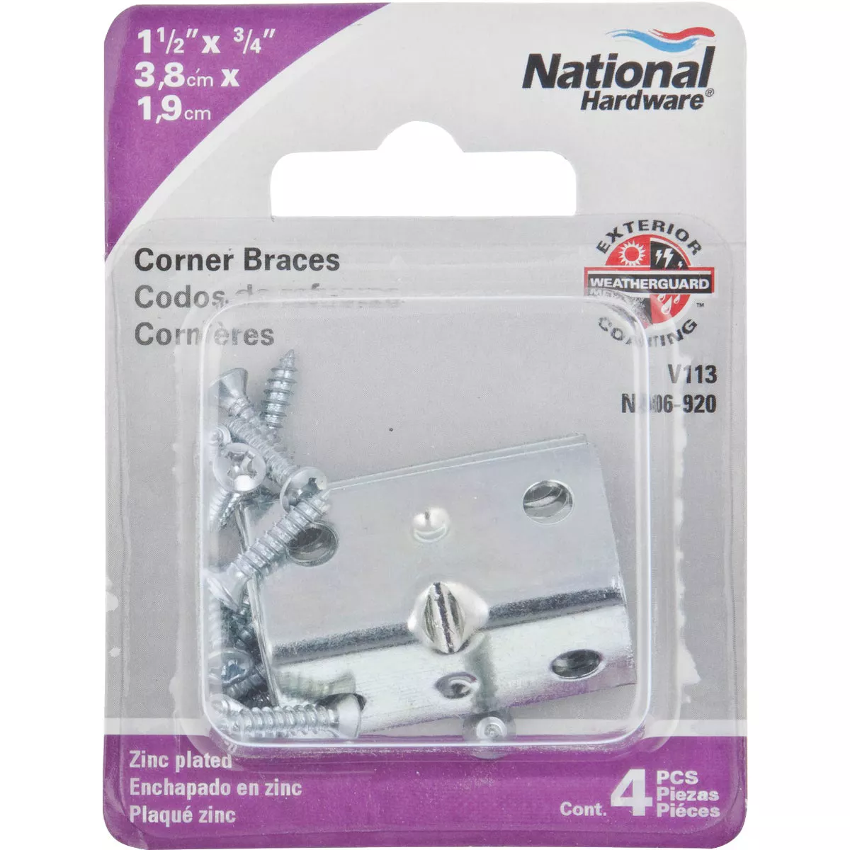 National Hardware 1-1/2 In. x 3/4 In. Zinc Corner Brace (4-Count) - photo 2