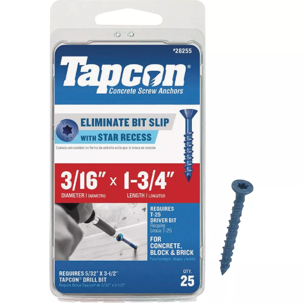 Tapcon 3/16 In. x 1-3/4 In. Star Head Concrete Screw Anchor (25 Ct.)