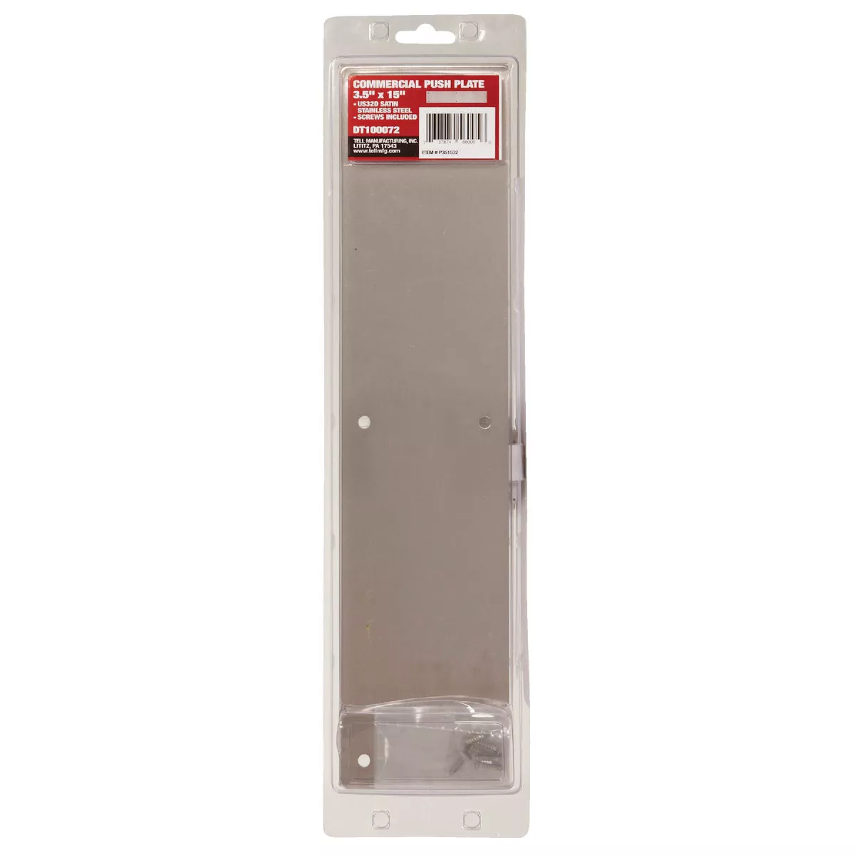 Tell 3.5 In. x 15 In. Stainless Steel Push Plate - photo 2
