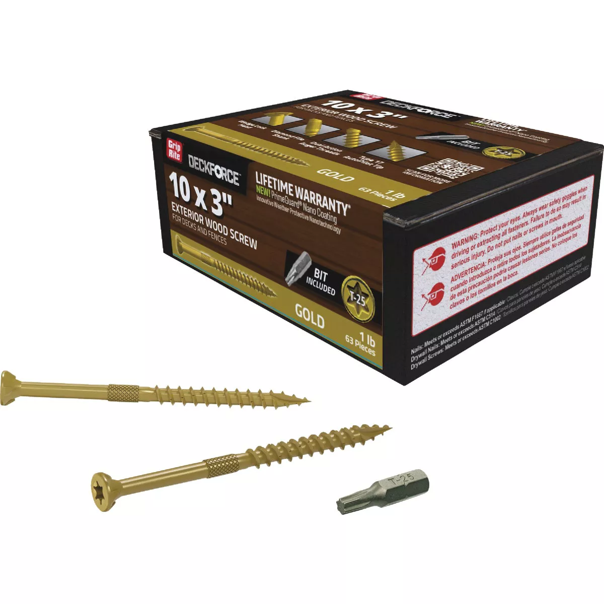 Grip-Rite DeckForce PrimeGuard Nano #10 x 3 In. Star Drive Gold Screw (1 Lb.) - photo 2