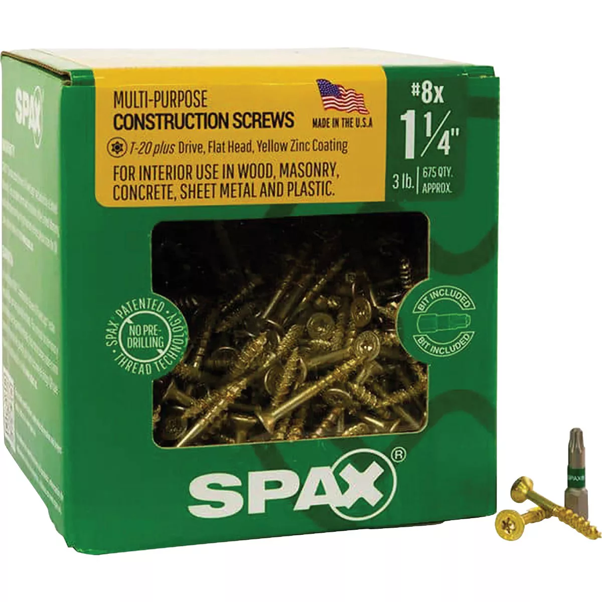 SPAX #8 x 1-1/4 In. T20 Plus Flat Head Yellow Zinc (Interior) Wood Screw (675 Ct.) - photo 5