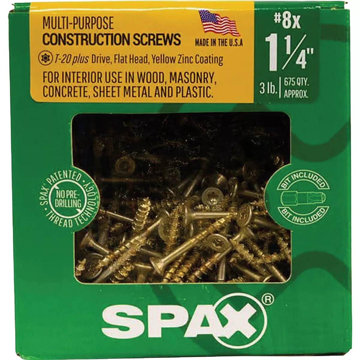 SPAX #8 x 1-1/4 In. T20 Plus Flat Head Yellow Zinc (Interior) Wood Screw (675 Ct.) - photo 6