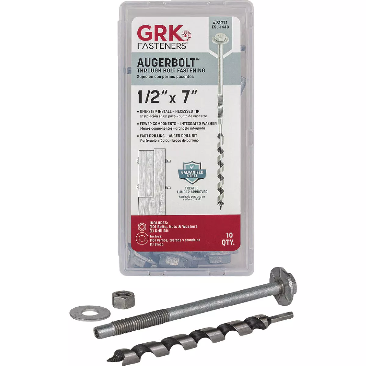 GRK AugerBolt 1/2 In. x 7 In. Galvanized Hex Through Bolt (10 Ct.) - photo 3