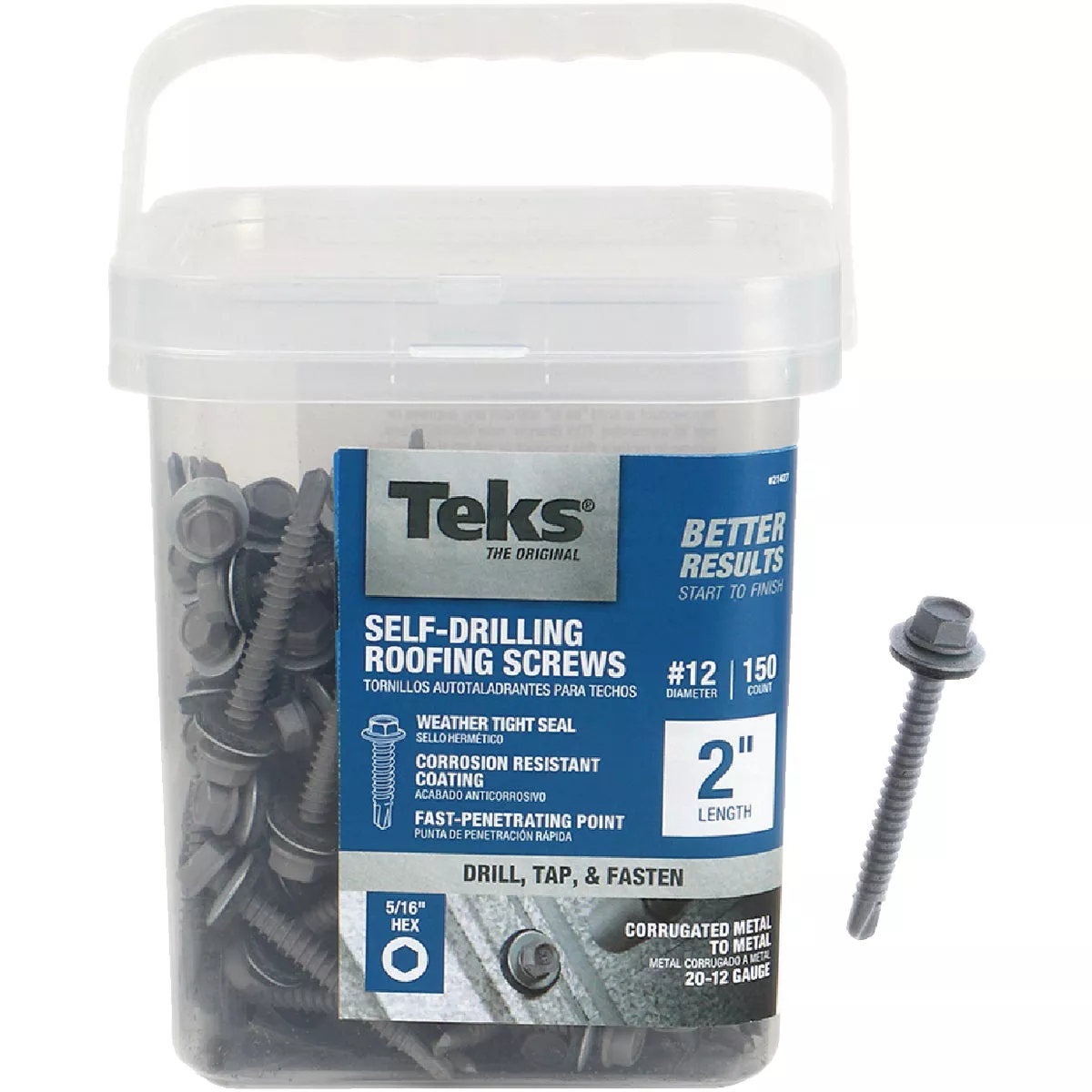 Teks #12 x 2 In. Hex Washer Head Drill Point Metal to Metal Roofing Screw (150 Ct.)