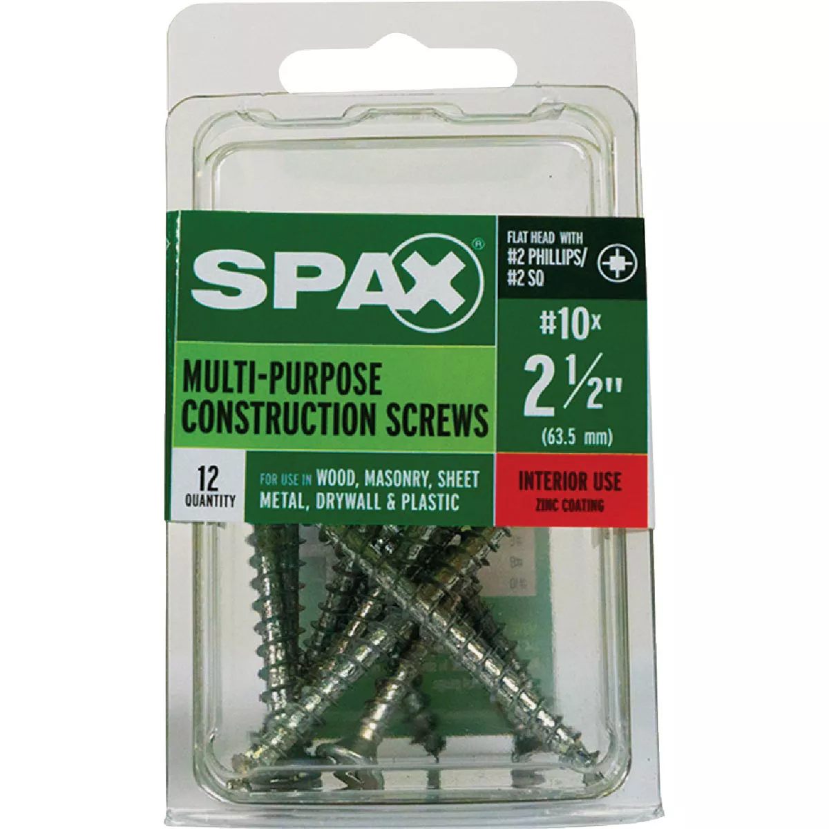 SPAX #10 x 2-1/2 In. Unidrive (Combo Drive) Flat Head Zinc (Interior) Multi-Purpose Construction Screw (12 Ct.) - photo 4