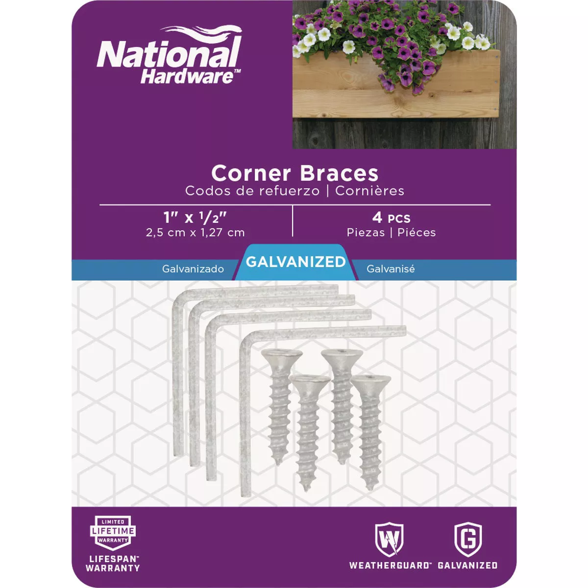 National Hardware 1 In. x 1/2 In. Galvanized Steel Corner Brace (4-Count) - photo 2