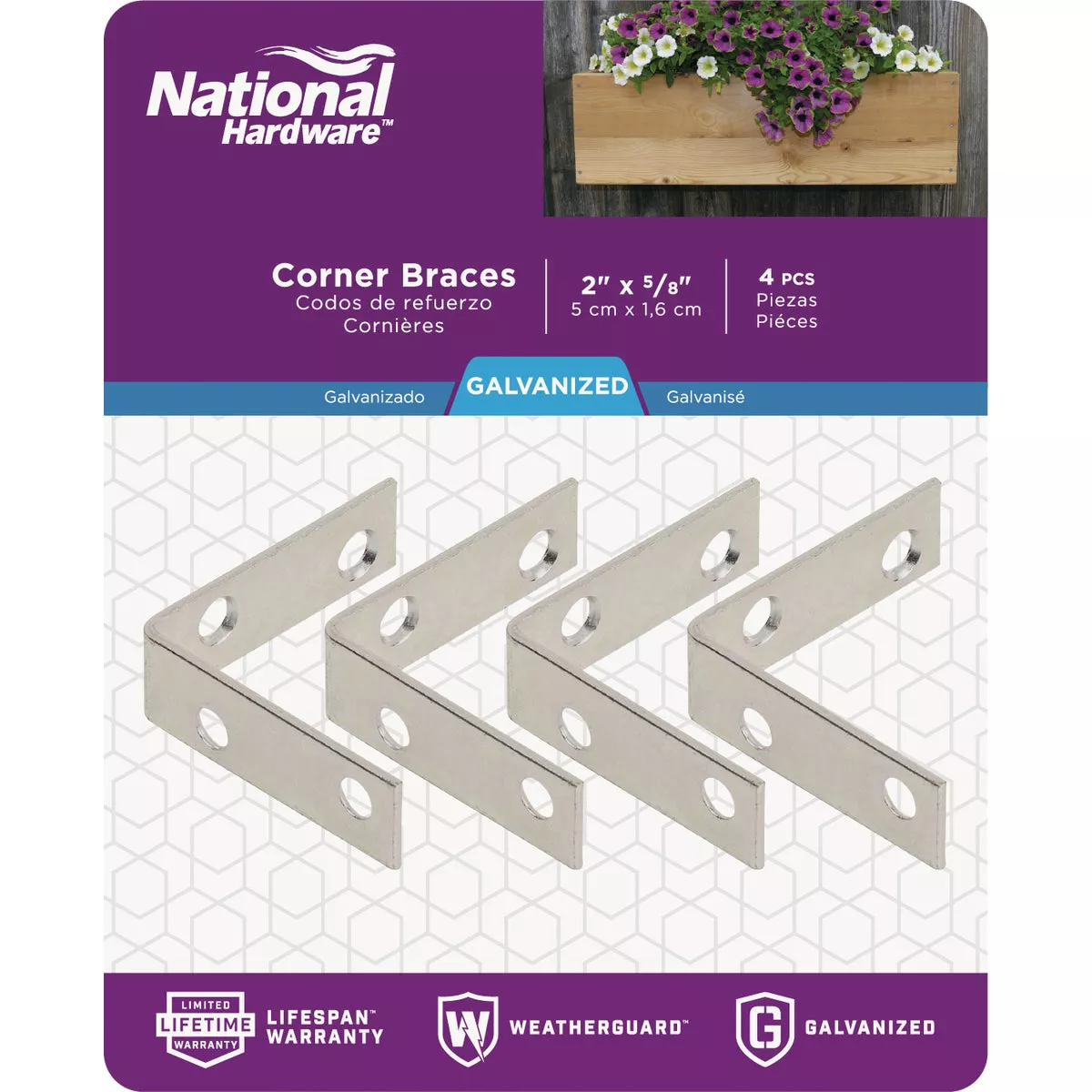 National Hardware 2 In. x 5/8 In. Galvanized Steel Corner Brace (4-Count) - photo 2