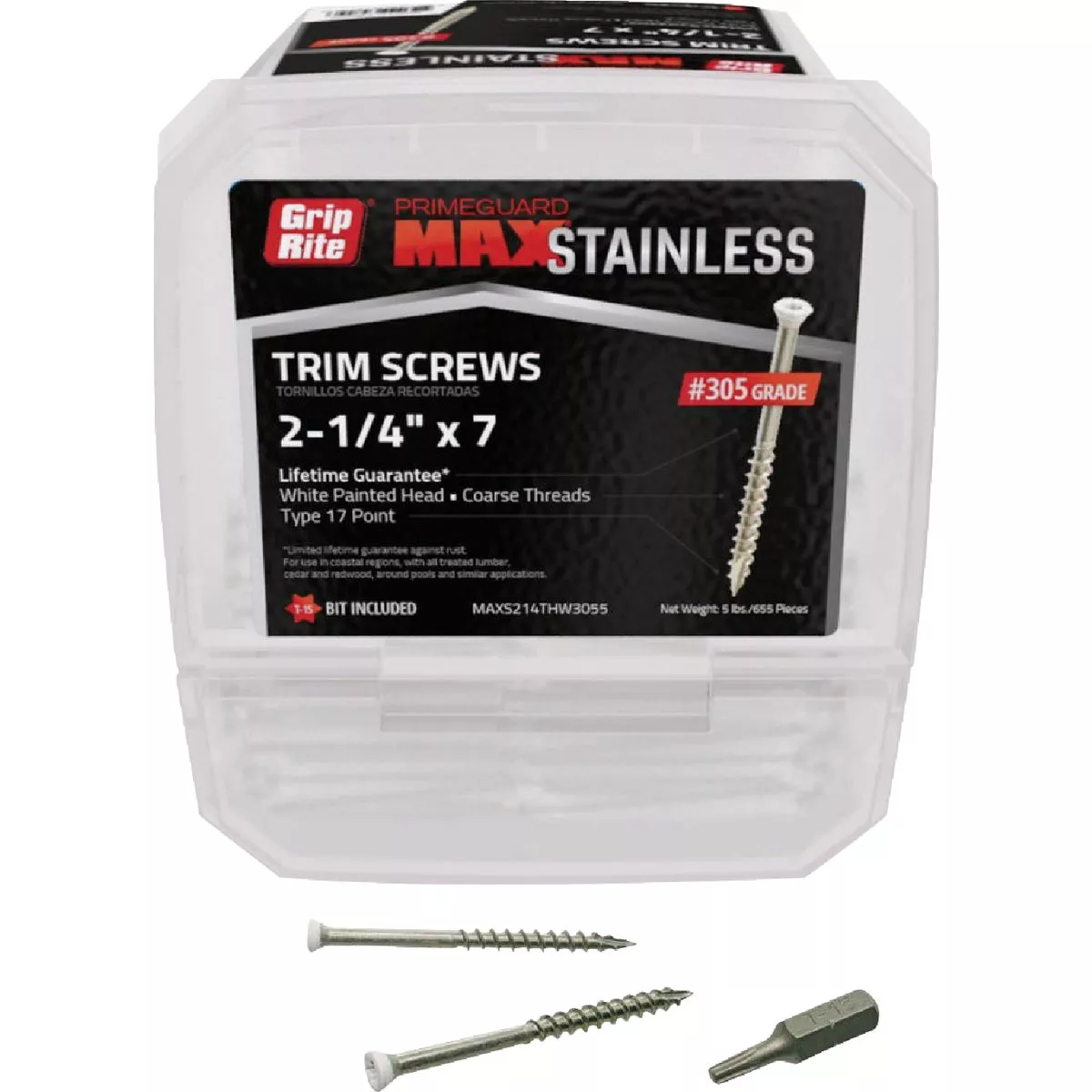 Grip-Rite PrimeGuard Max 2-1/4 In. T15 Star Drive Trim Head Stainless ...