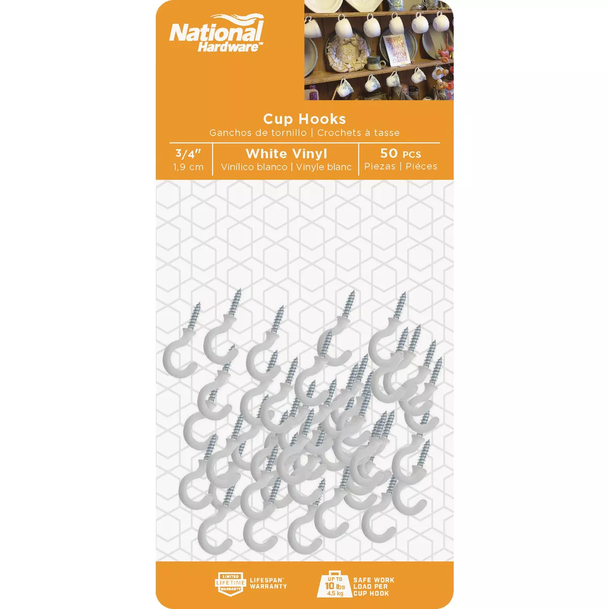 National Hardware 3/4 In. White Vinyl Cup Hook (50 Count) - photo 2