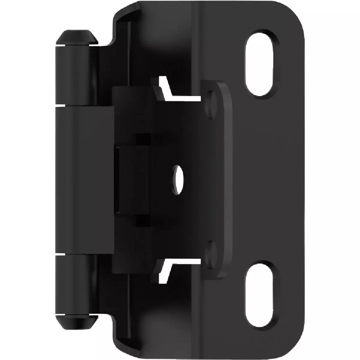 Amerock Overlay Self Closing Partial Wrap Matte Black Cabinet Hinge (2-Pack)