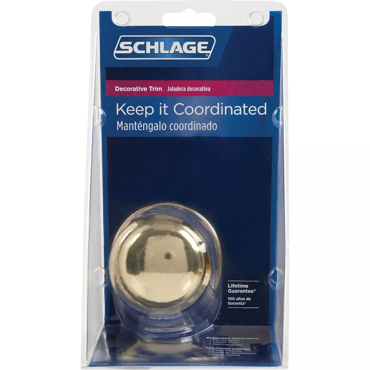 Schlage Plymouth Bright Brass Dummy Door Knob - photo 2
