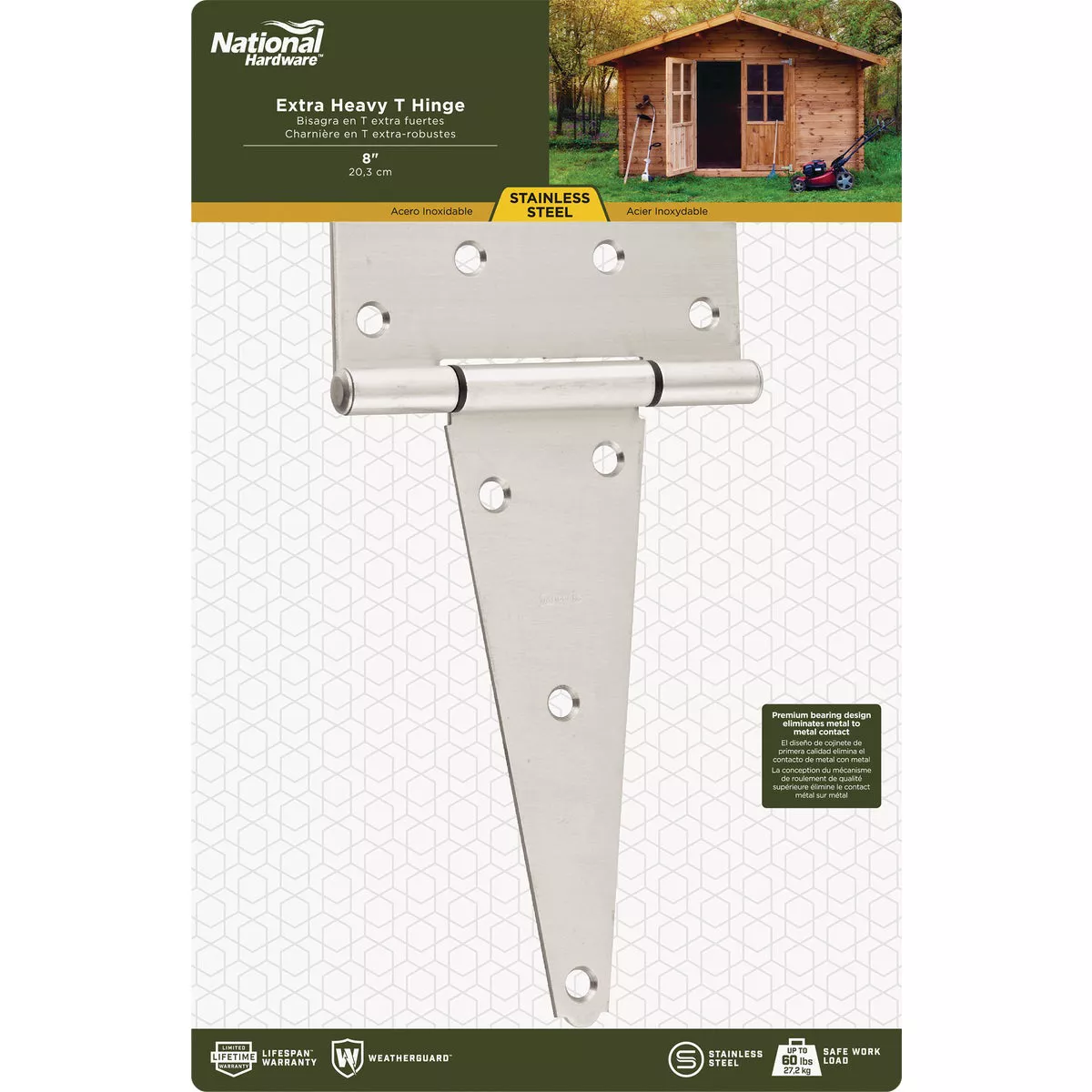 National Hardware 8 In. Stainless Steel Extra Heavy Tee Hinge - photo 2