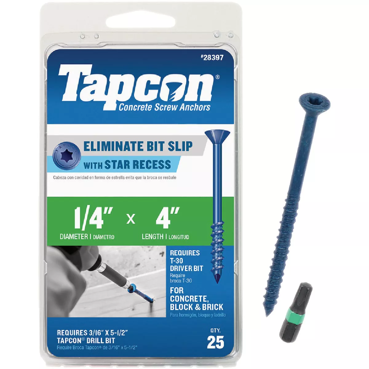 Tapcon 1/4 In. x 4 In. Star Head Concrete Screw Anchors (25 Ct.)