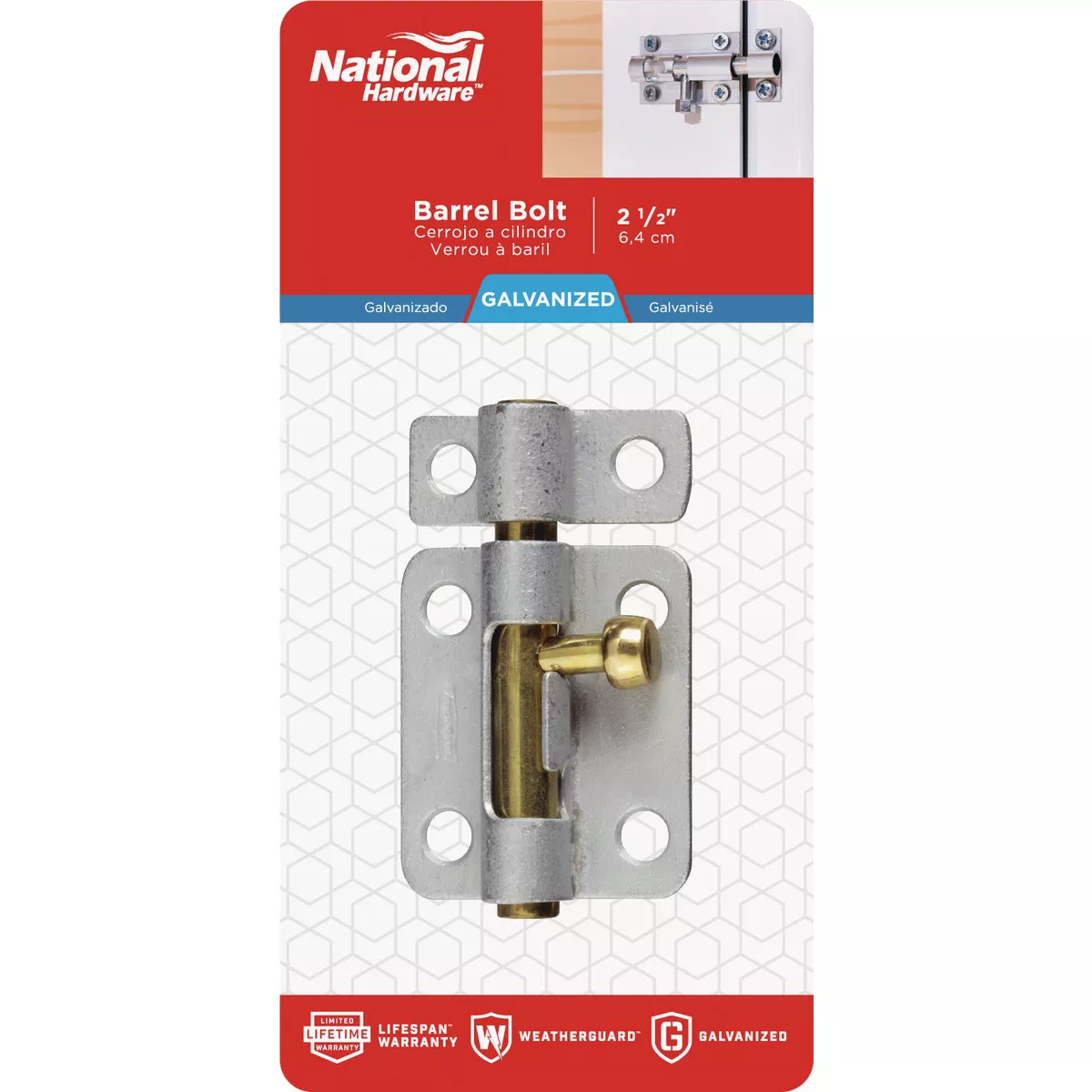 National Hardware 2-1/2 In. Galvanized Steel Door Barrel Bolt - photo 2
