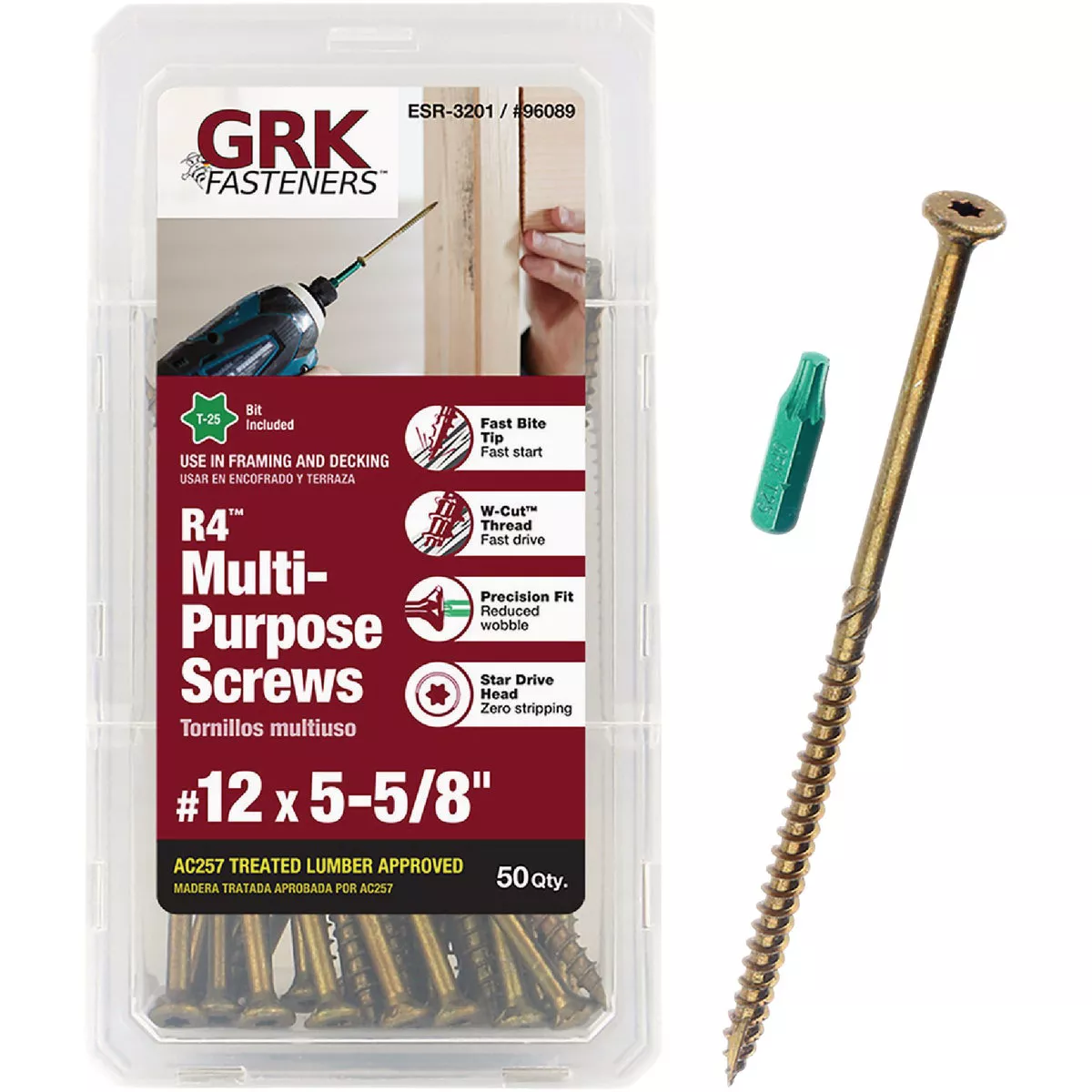 GRK R4 #12 x 5-5/8 In. Star Drive Multi-Purpose Wood Screw (50-Count ...