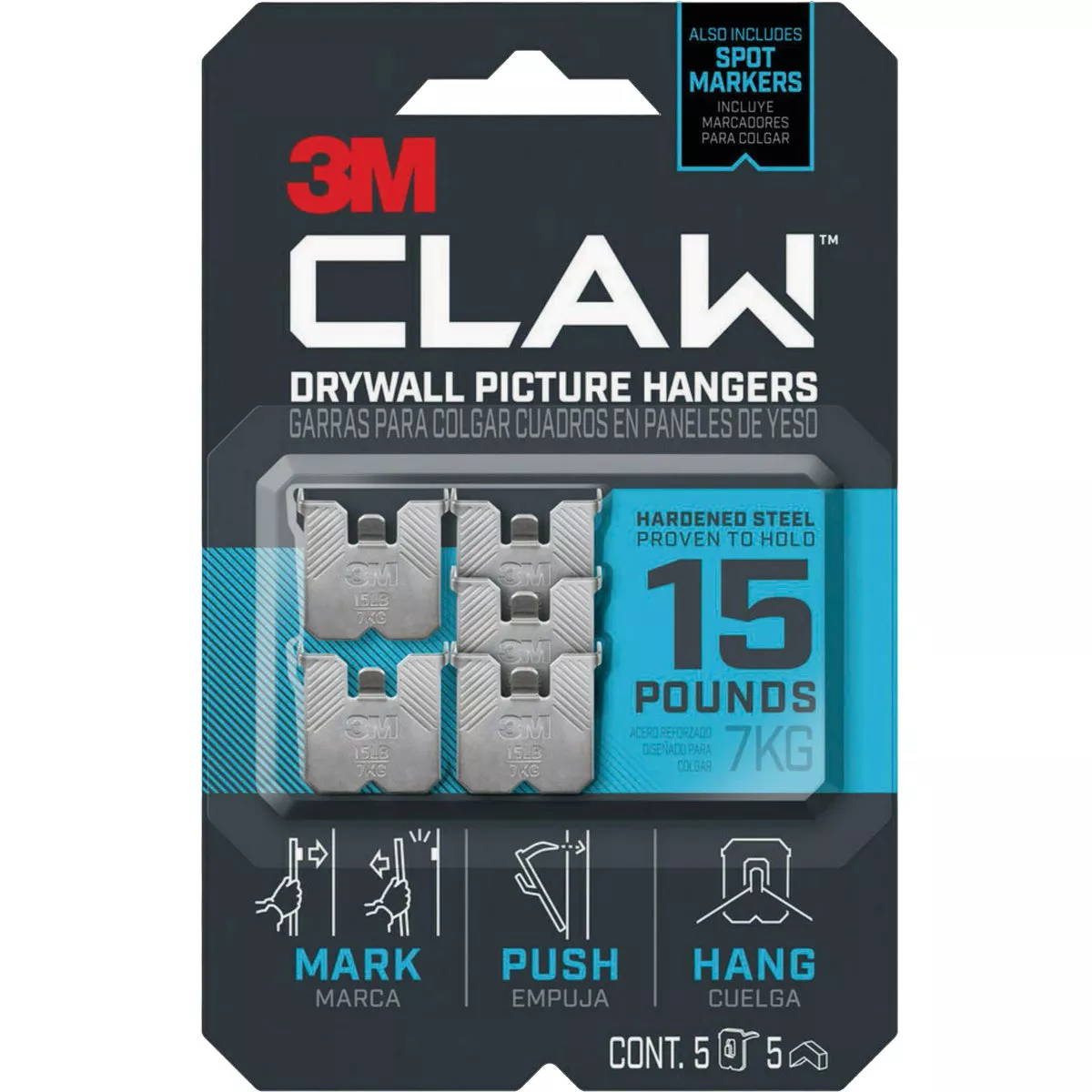 3M Claw Drywall Picture Hanger with Temporary Spot Marker, Holds