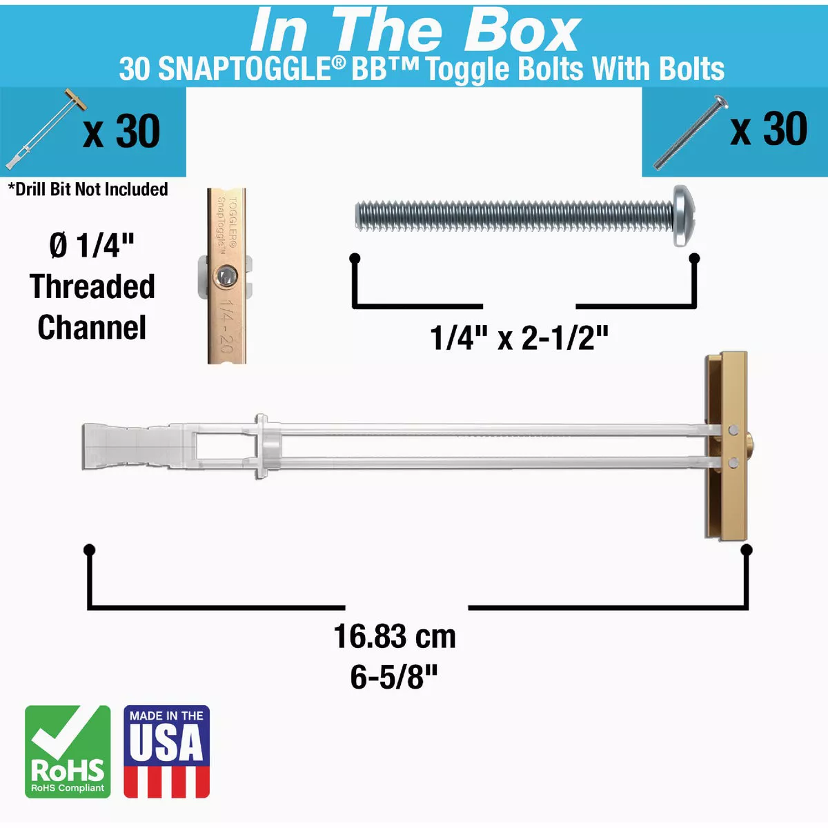 Toggler Snaptoggle 1/4 In.-24 x 2 In. Toggle Bolt (30-Ct.) - photo 6