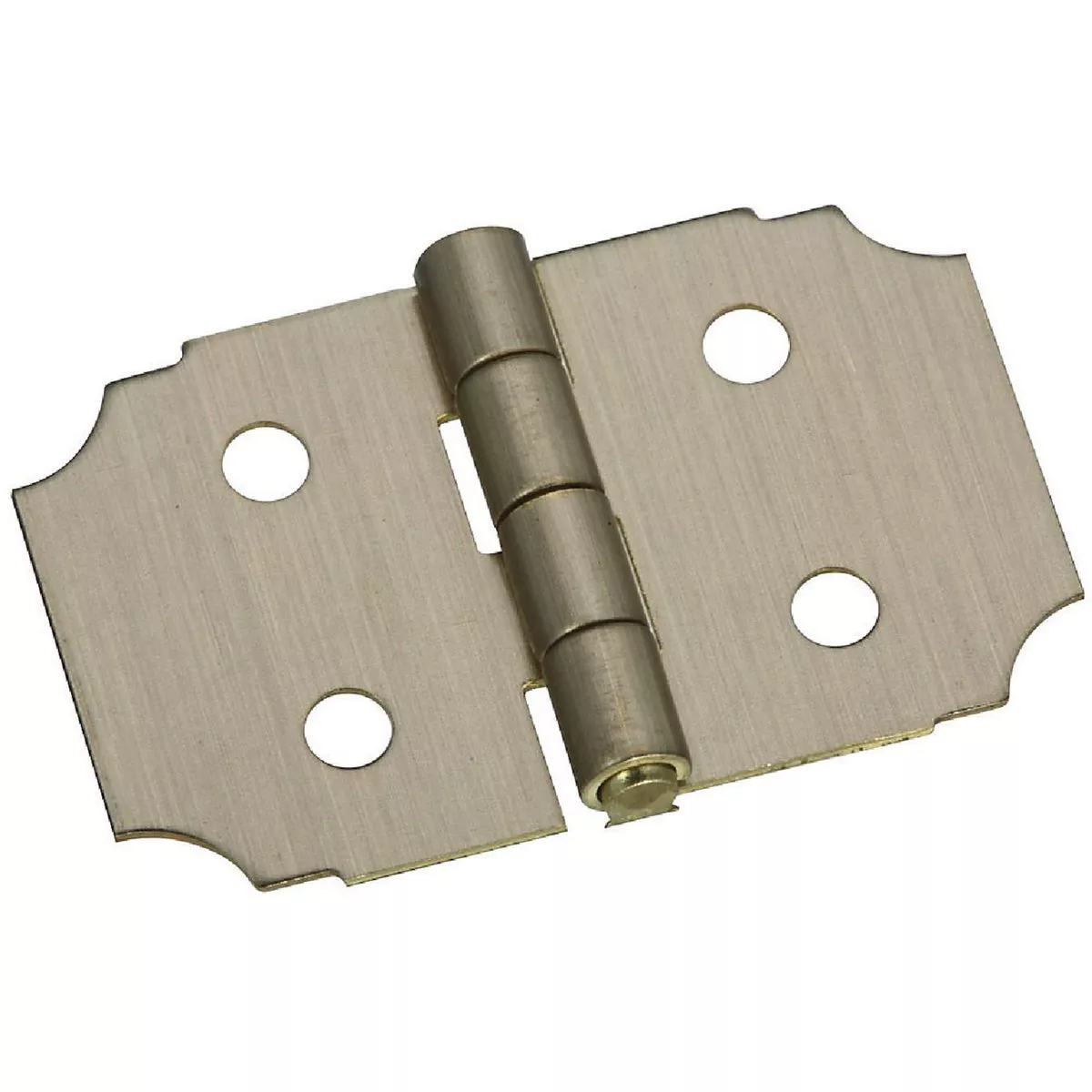 National 5/8 In. x 1 In. Antique Brass Decorative Hinge (2-Pack)