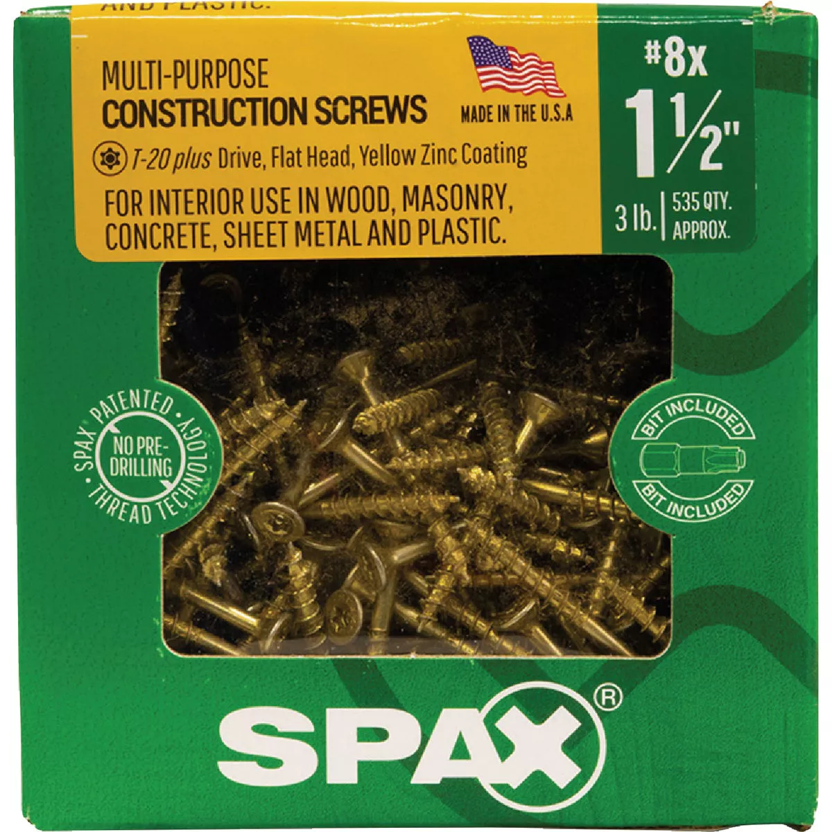 SPAX #8 x 1-1/2 In. Flat Head T-20+ Partial Thread Yellow Zinc (Interior) Wood Screw (3 Lb., 597-Count) - photo 6